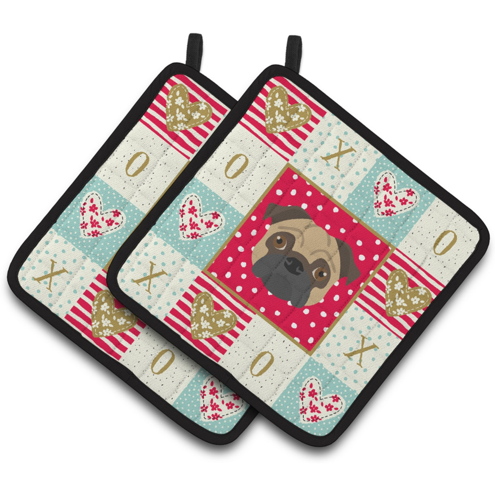 &quotCaroline's Treasures CK5231PTHD Pug Love Pair of Pot Holders potholders, Multicolor"