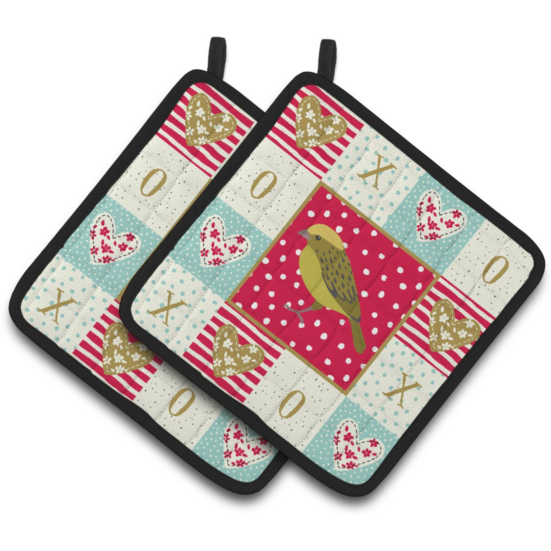&quotCaroline's Treasures CK5504PTHD Lizard Canary Love Pair of Pot Holders potholders, Multicolor"