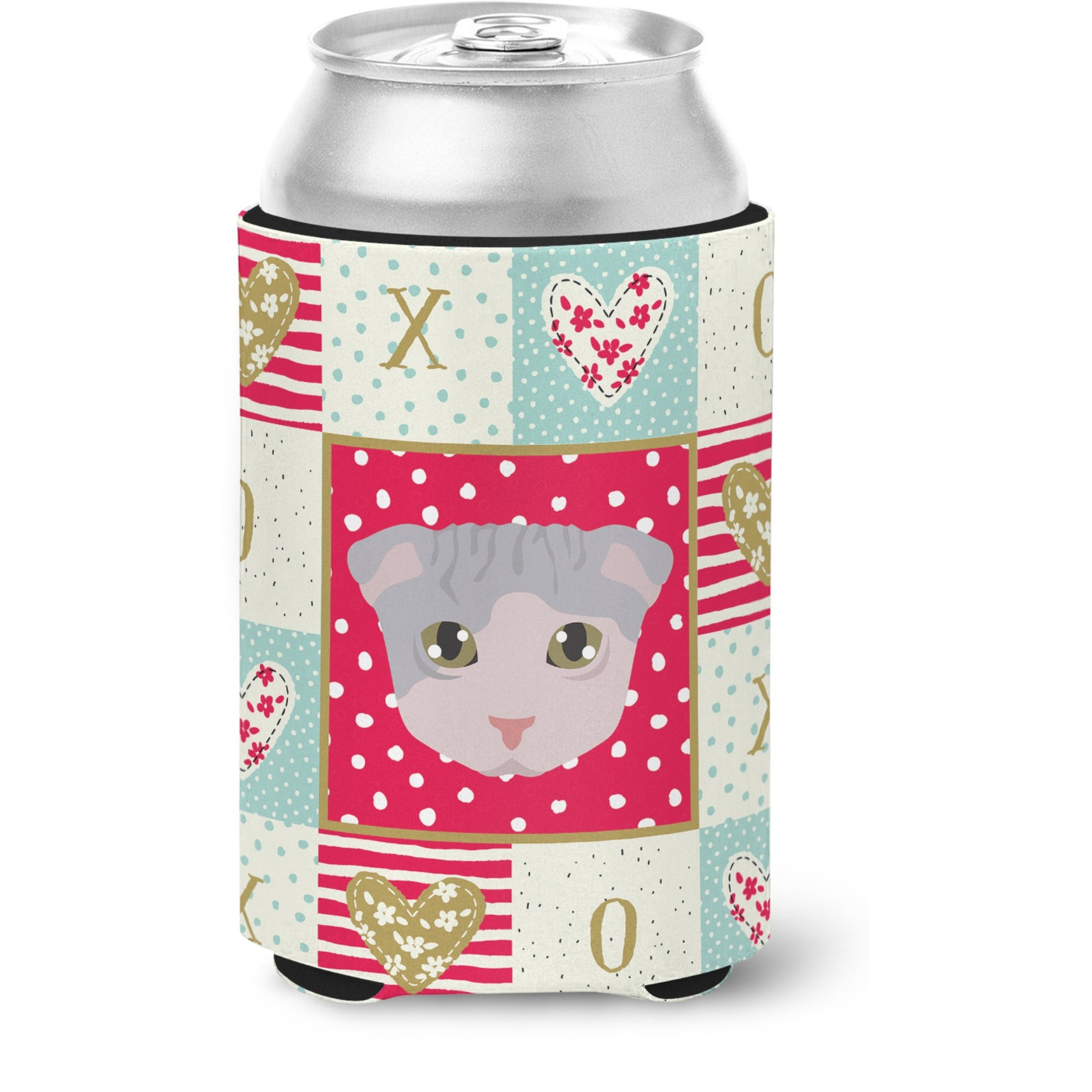 &quotCaroline's Treasures CK5177CC Ukrainian Levkoy Cat Love Can or Bottle Hugger cold-beverage-koozies, Multicolor"