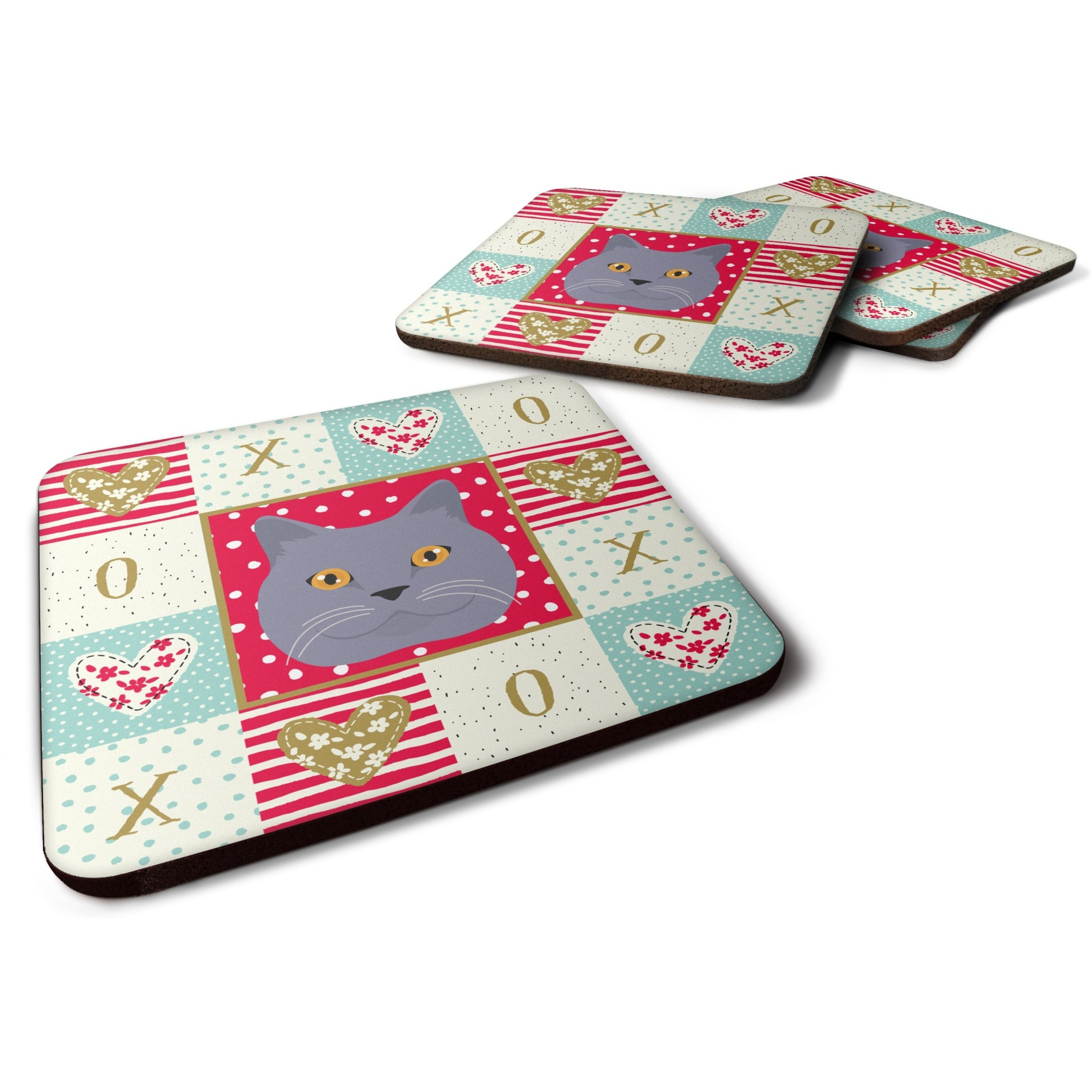 &quotCaroline's Treasures CK5095FC British Shorthair Cat Love Foam Set of 4 coasters, Multicolor"