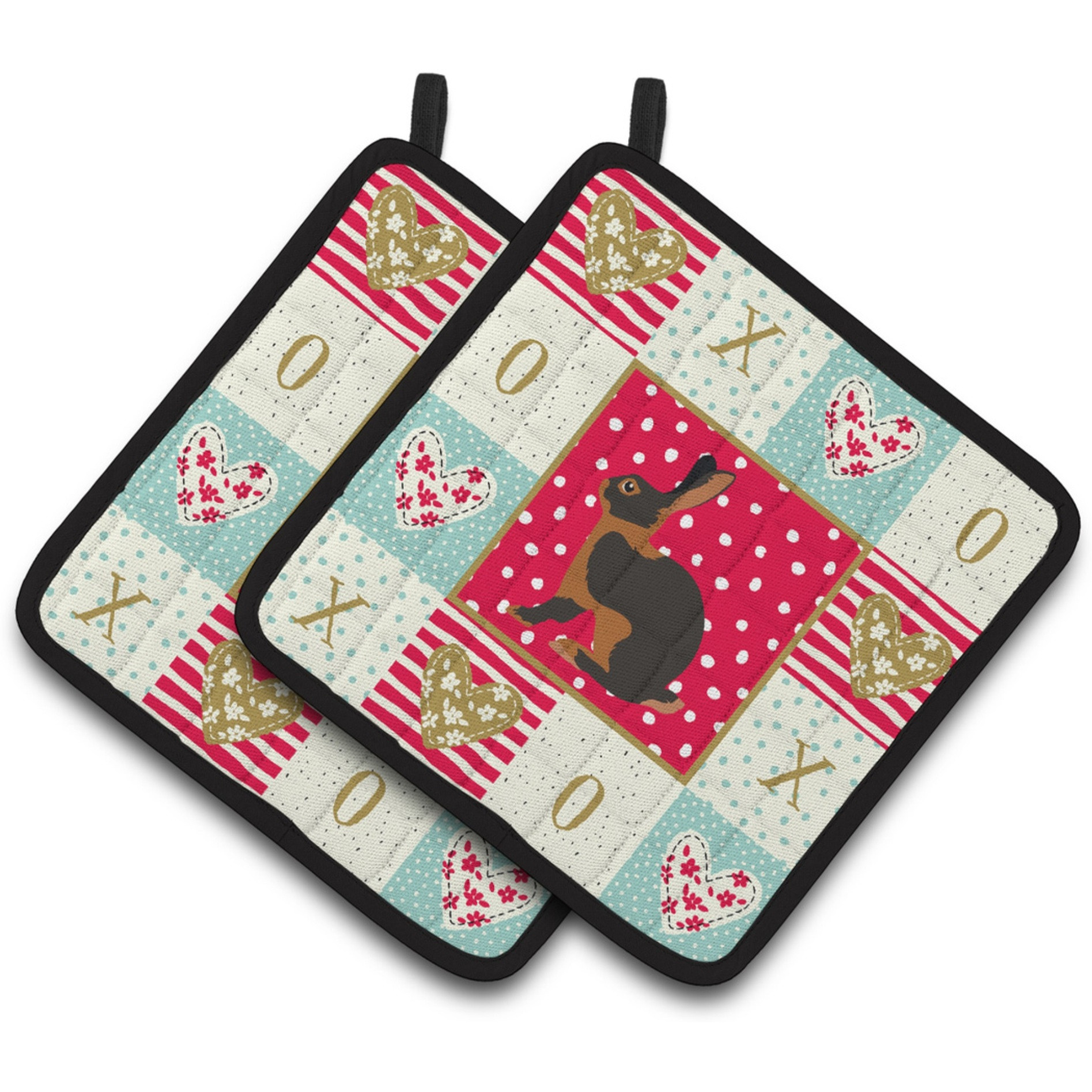 &quotCaroline's Treasures CK5390PTHD Tan Rabbit Love Pair of Pot Holders potholders, Multicolor"