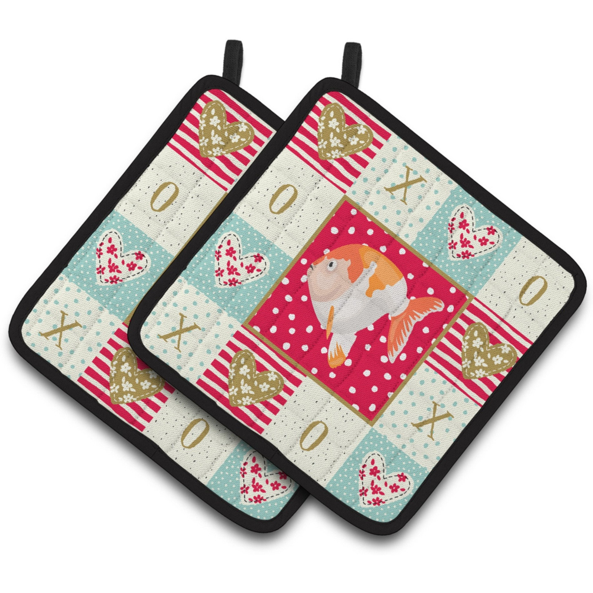 &quotCaroline's Treasures CK5474PTHD Lionhead Goldfish Love Pair of Pot Holders potholders, Multicolor"