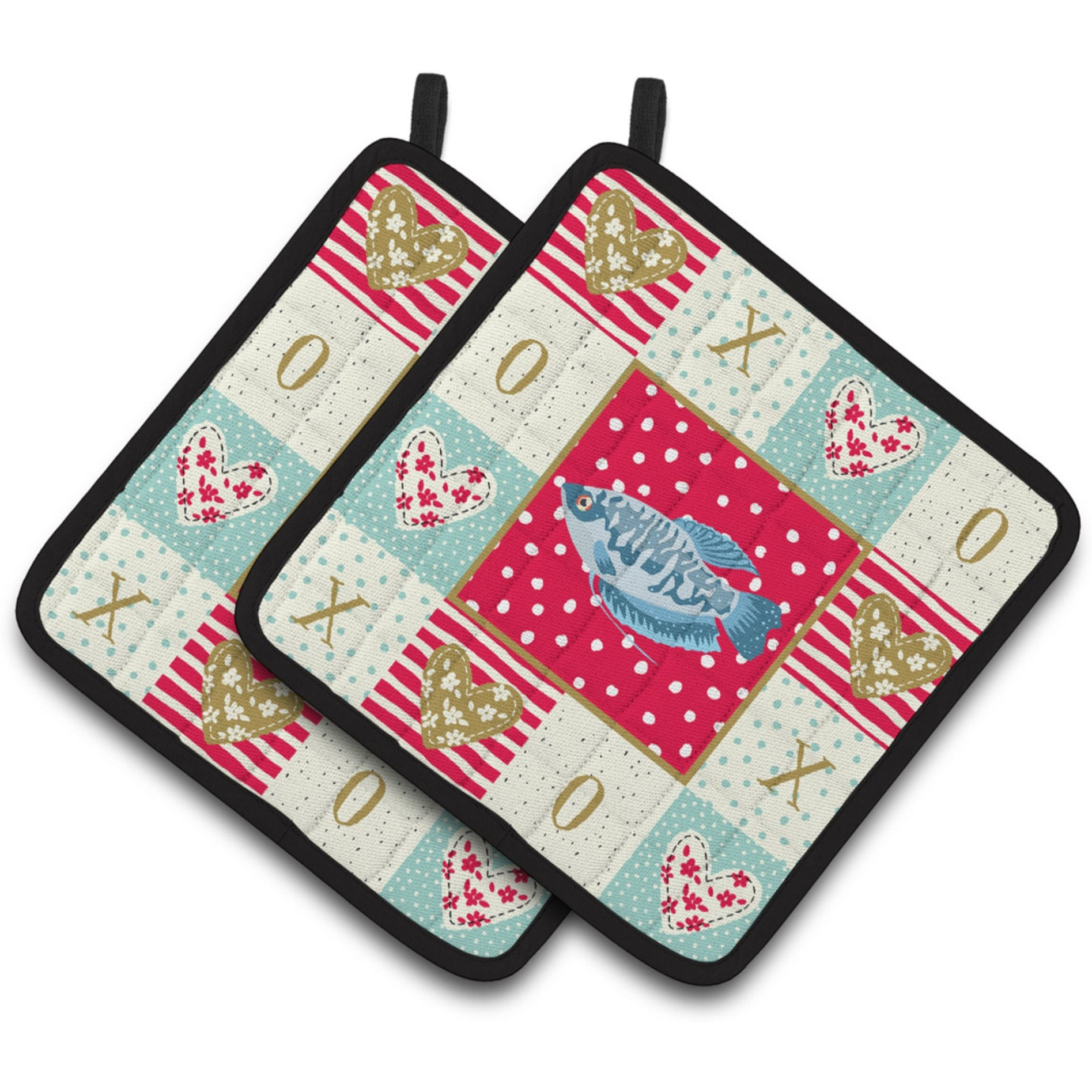 &quotCaroline's Treasures CK5490PTHD Opaline Gourami Love Pair of Pot Holders potholders, Multicolor"