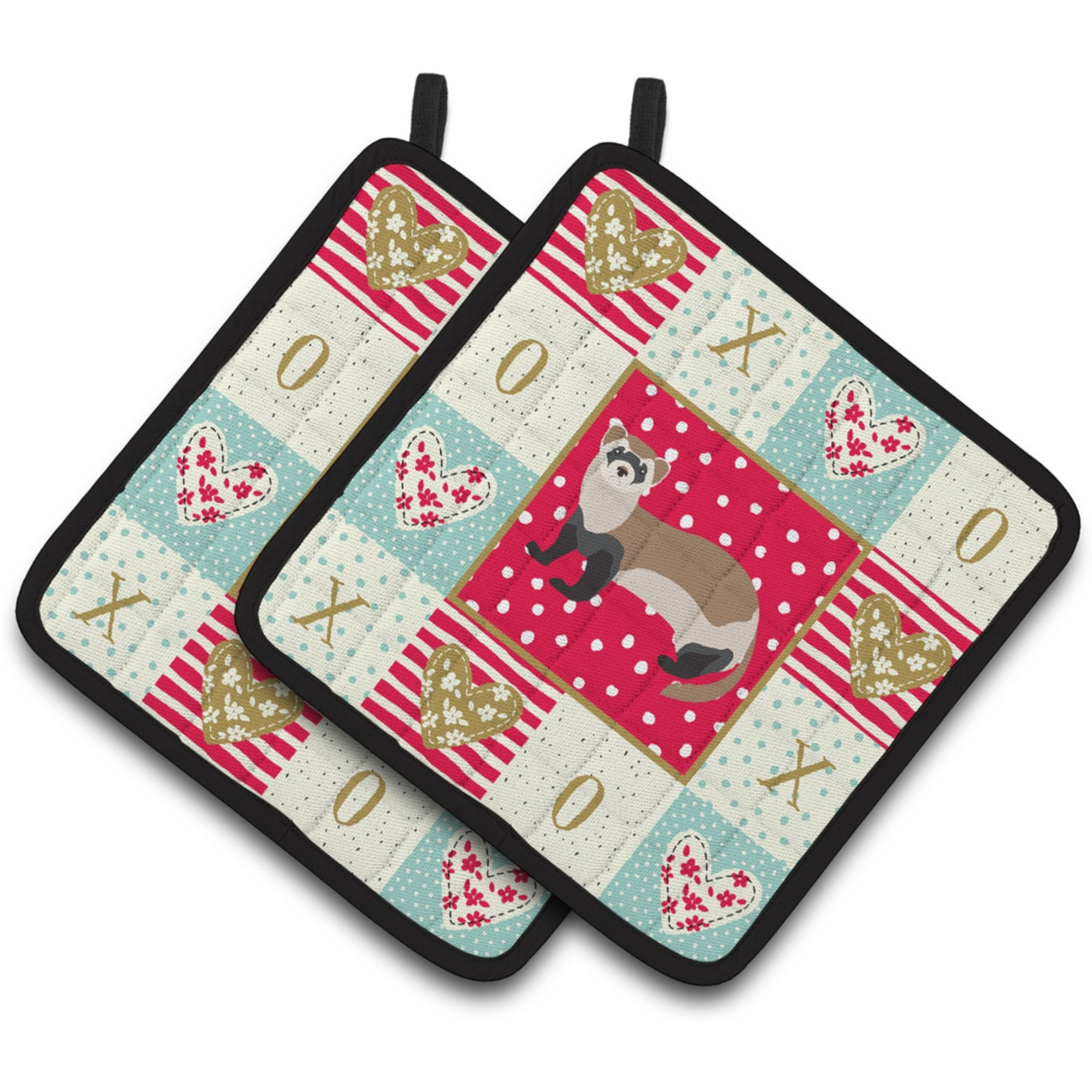 &quotCaroline's Treasures CK5305PTHD Ferret Love Pair of Pot Holders potholders, Multicolor"