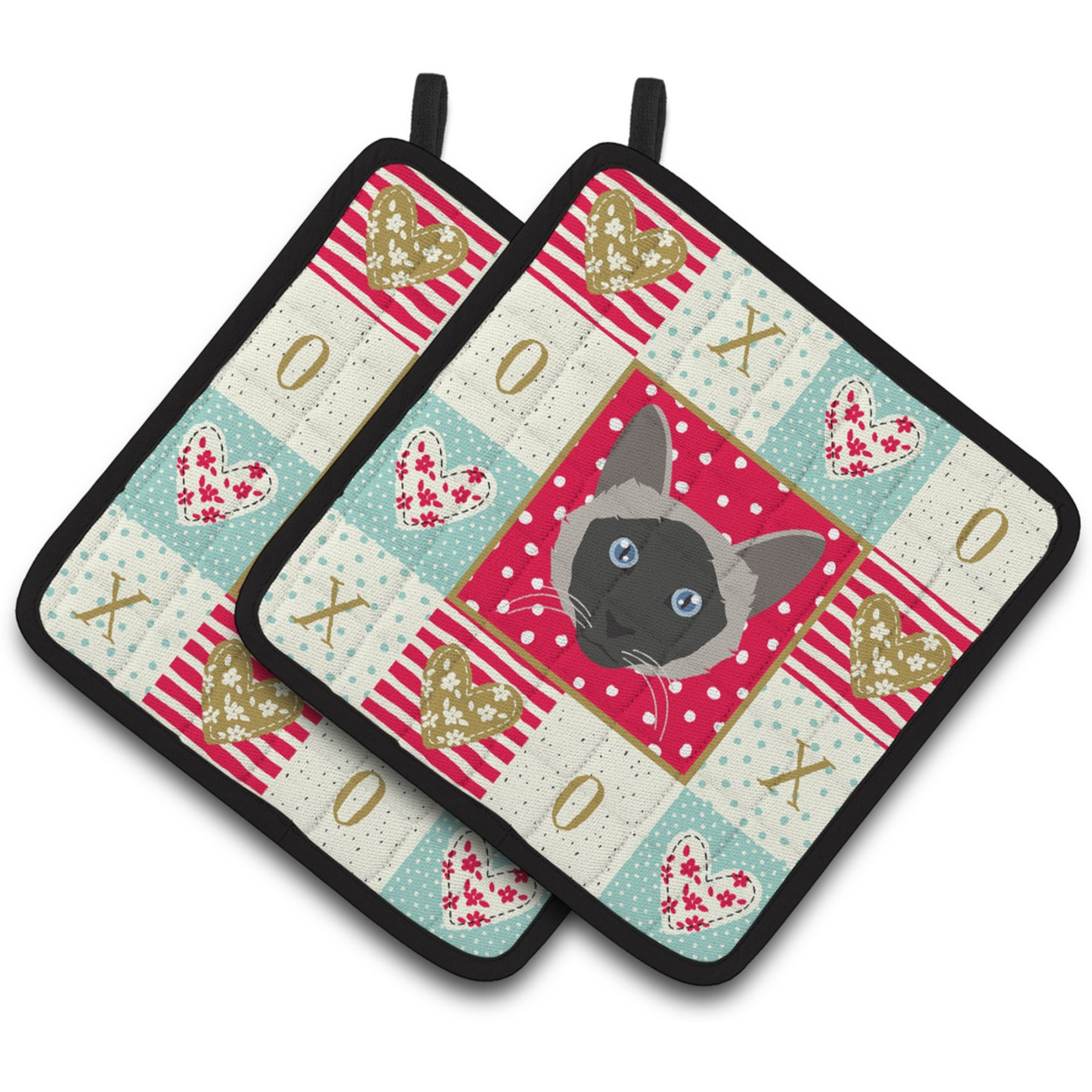 &quotCaroline's Treasures CK5087PTHD Balinese Cat Love Pair of Pot Holders potholders, Multicolor"