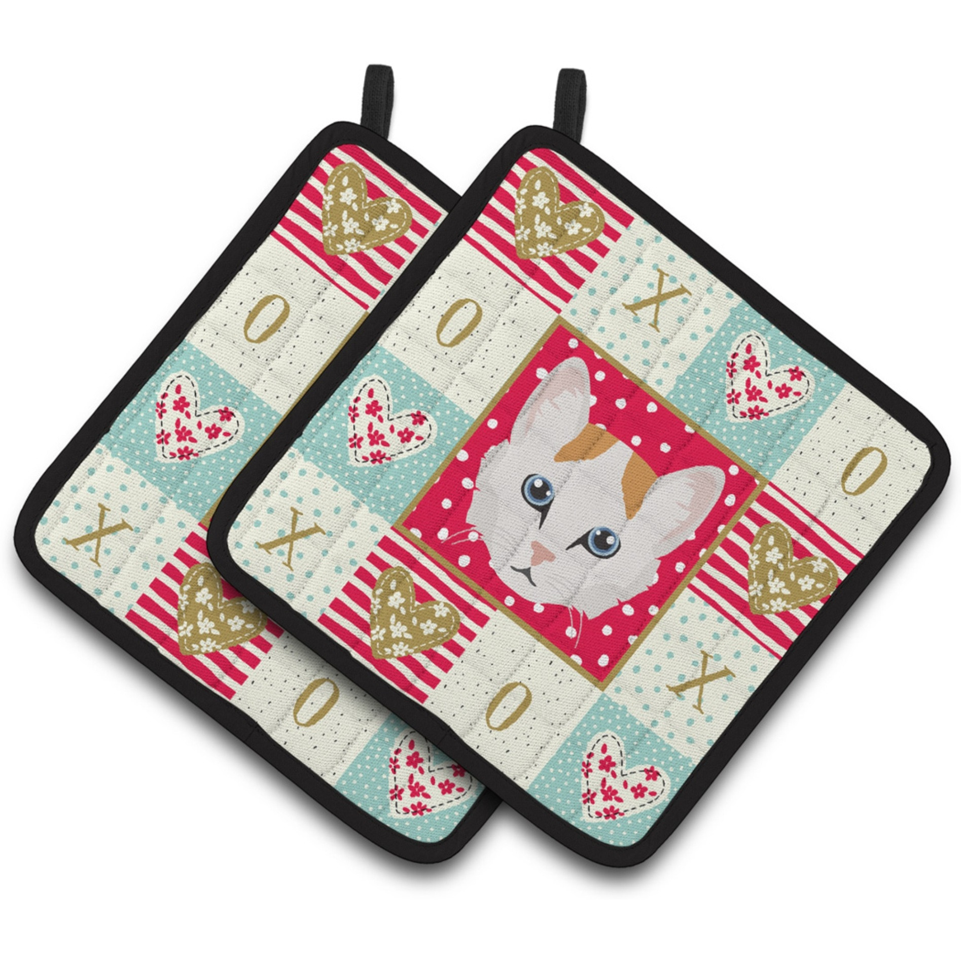 &quotCaroline's Treasures CK5176PTHD Turkish Van Cat Love Pair of Pot Holders potholders, Multicolor"