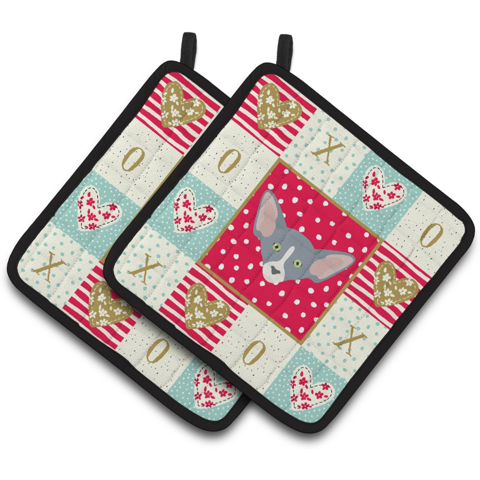 &quotCaroline's Treasures CK5148PTHD Peterbald Cat Love Pair of Pot Holders potholders, Multicolor"