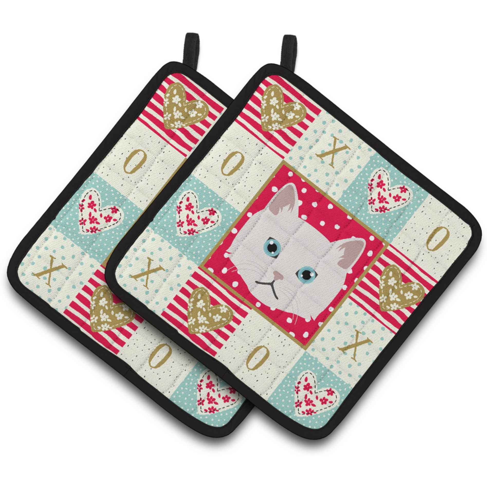 &quotCaroline's Treasures CK5135PTHD Napoleon Cat Love Pair of Pot Holders potholders, Multicolor"