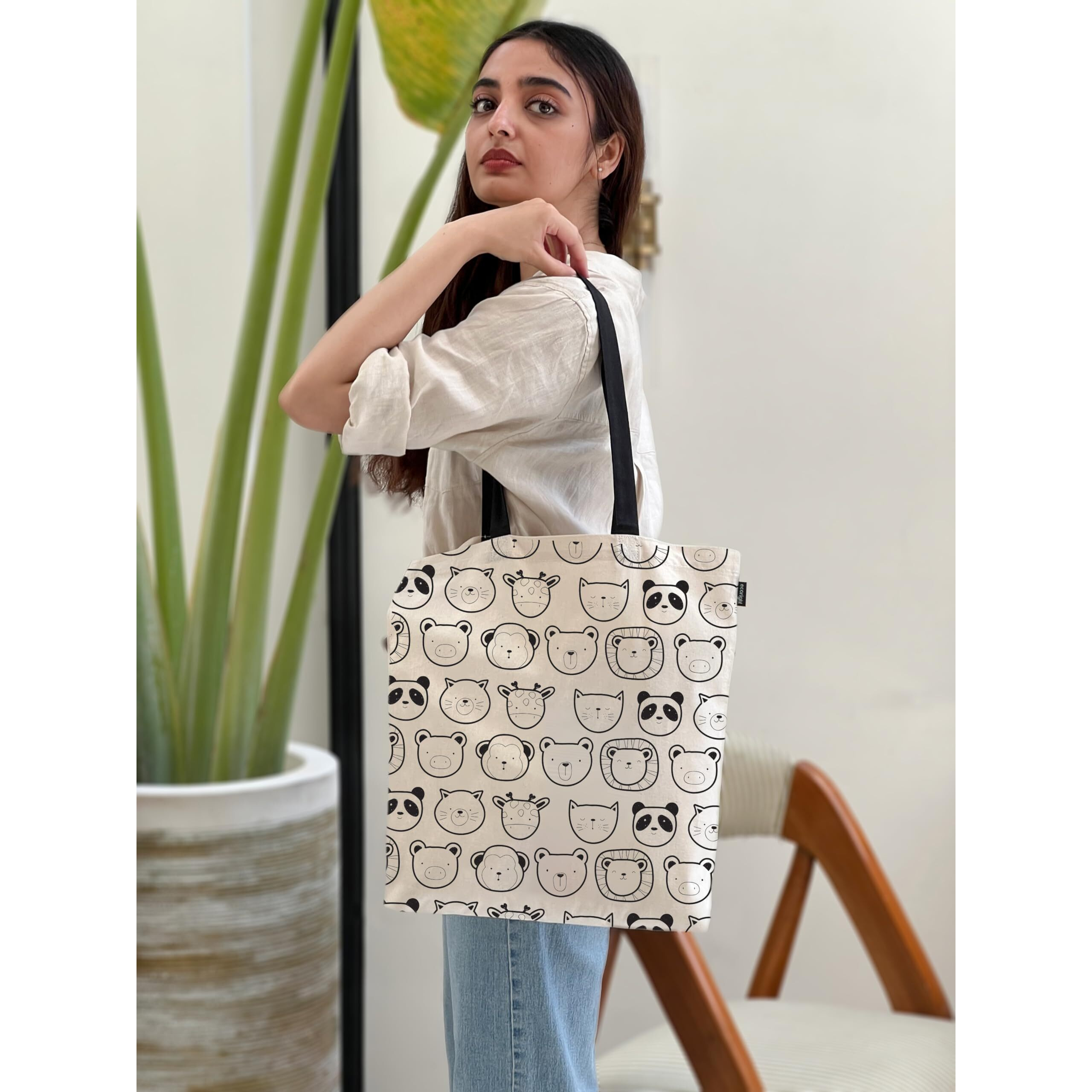 Ecoright Aesthetic Canvas Tote Bag for Women, Reusable Cotton Tote Bag for Grocery, Shopping, Beach & Daily Use