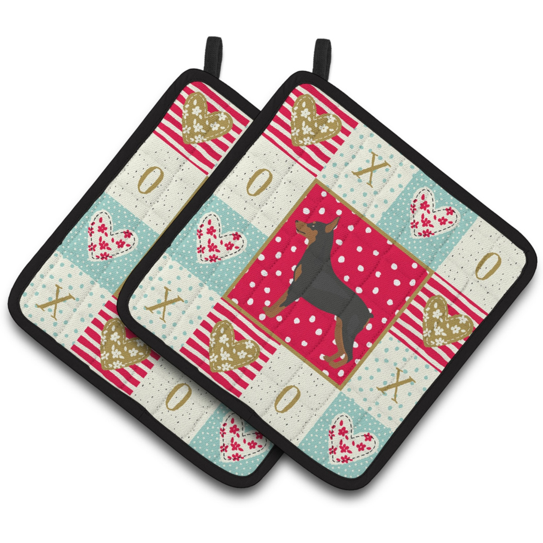 &quotCaroline's Treasures CK5867PTHD Miniature Pinscher Love Pair of Pot Holders potholders, Multicolor"