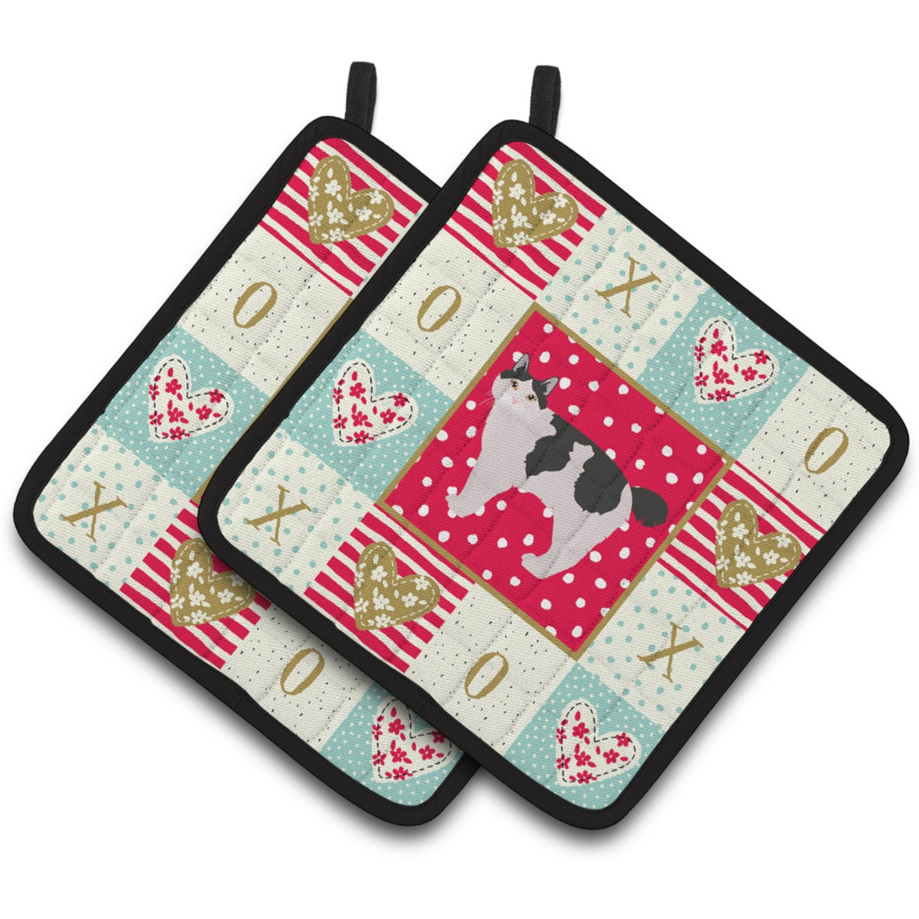 &quotCaroline's Treasures CK5635PTHD Kurilian Bobtail 2 Cat Love Pair of Pot Holders potholders, Multicolor"