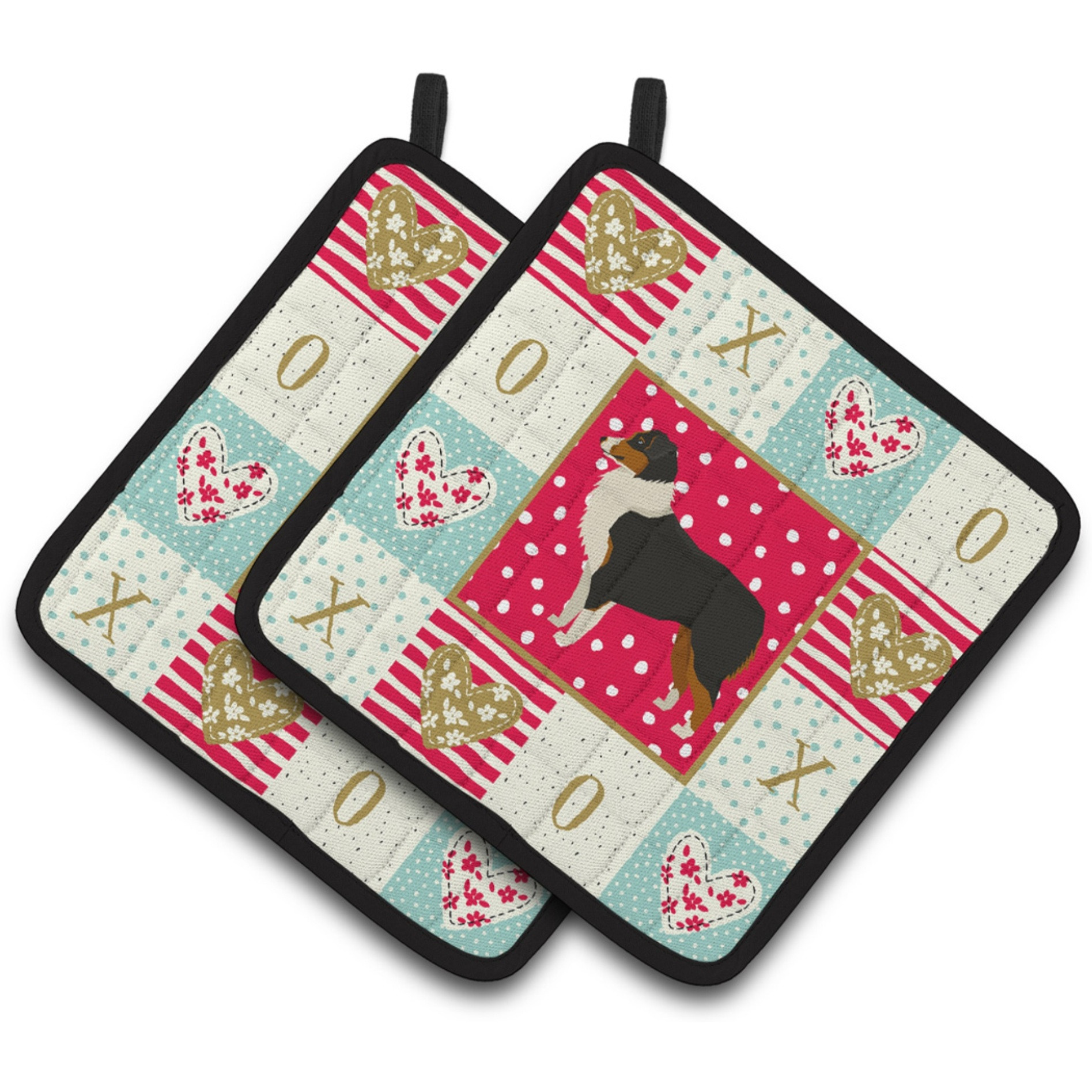 &quotCaroline's Treasures CK5906PTHD Australian Shepherd Love Pair of Pot Holders potholders, Multicolor"