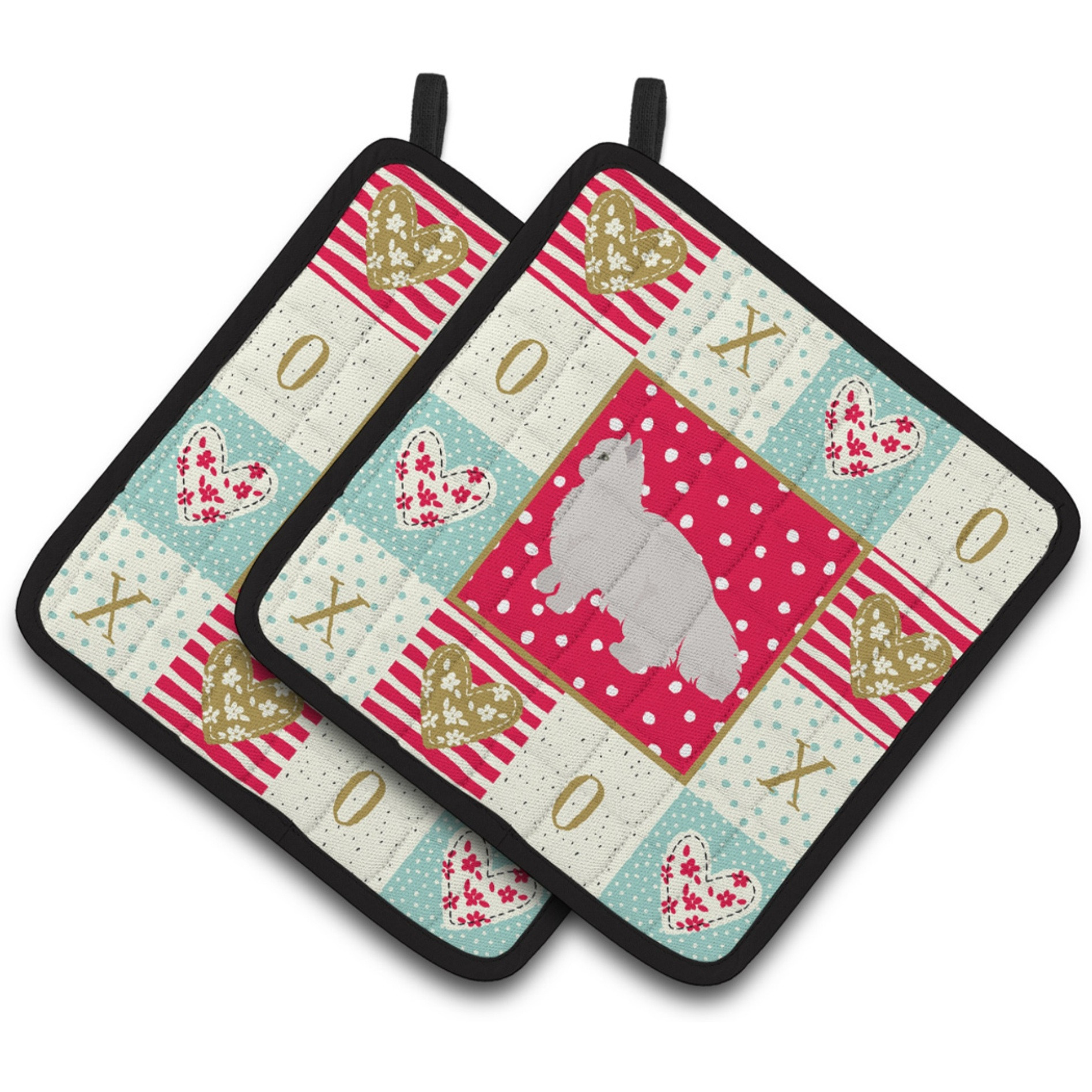 &quotCaroline's Treasures CK5675PTHD White Persian Traditional Cat Love Pair of Pot Holders potholders, Multicolor"