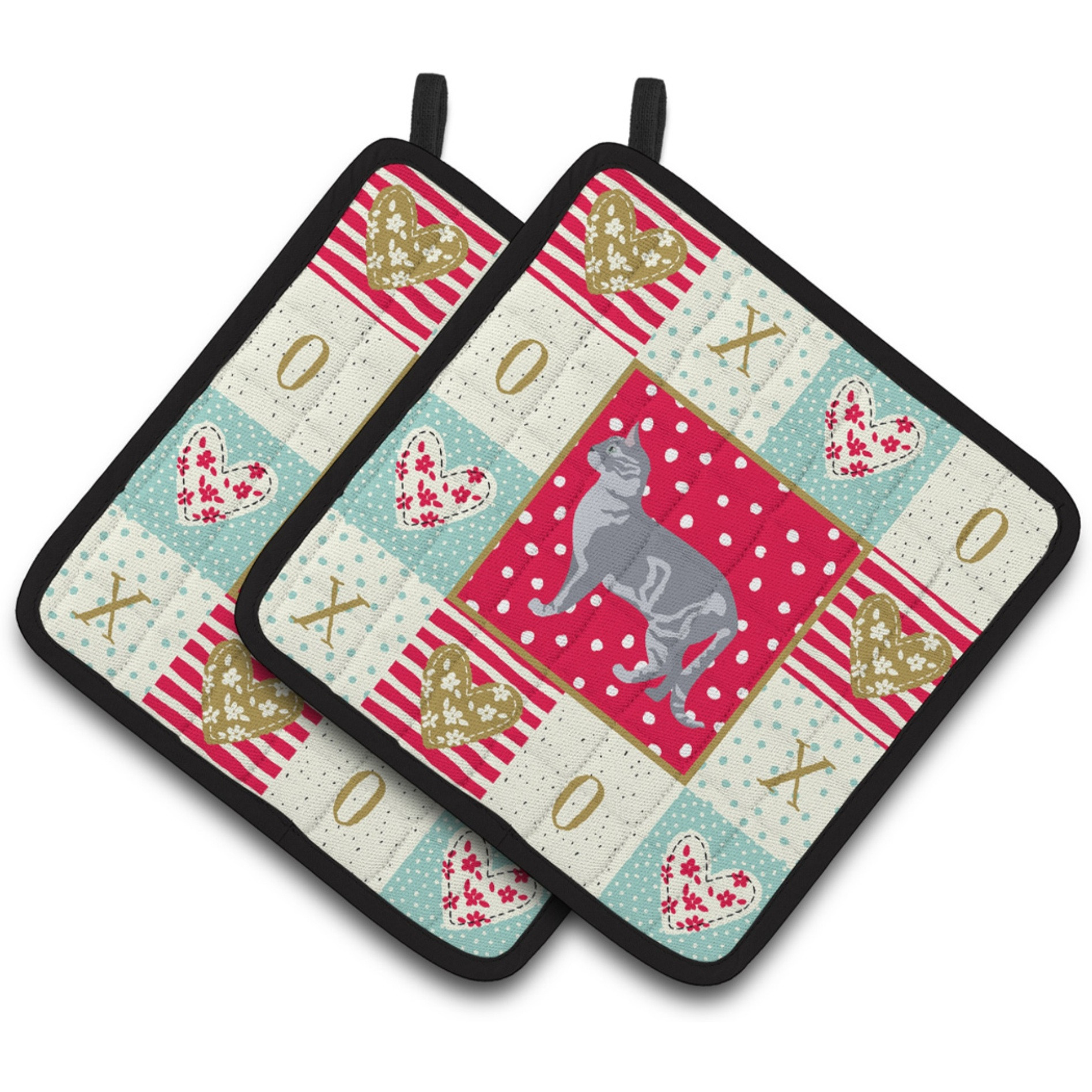 &quotCaroline's Treasures CK5557PTHD Australian Mist 2 Cat Love Pair of Pot Holders potholders, Multicolor"