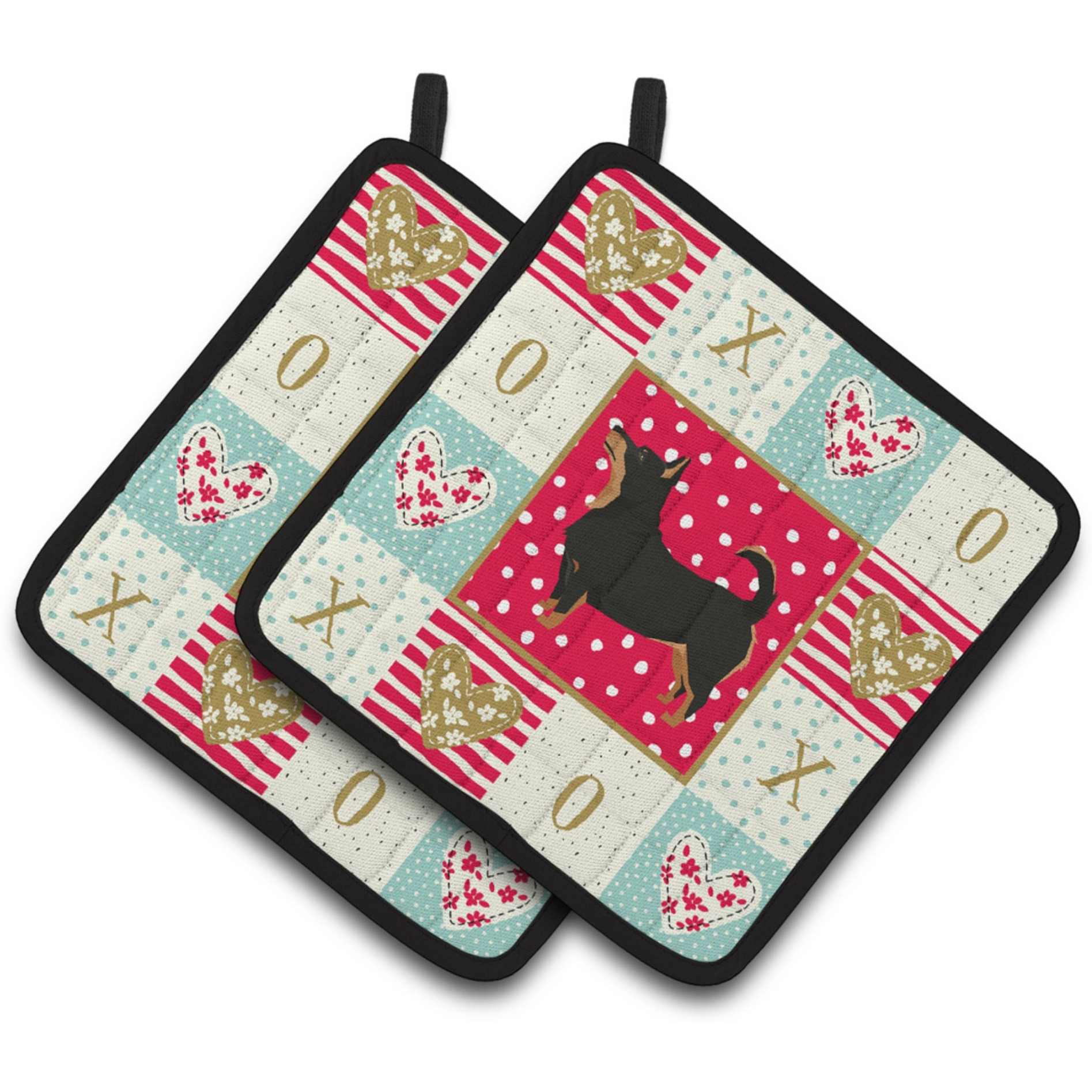 &quotCaroline's Treasures CK5940PTHD Lancashire Terrier Love Pair of Pot Holders potholders, Multicolor"