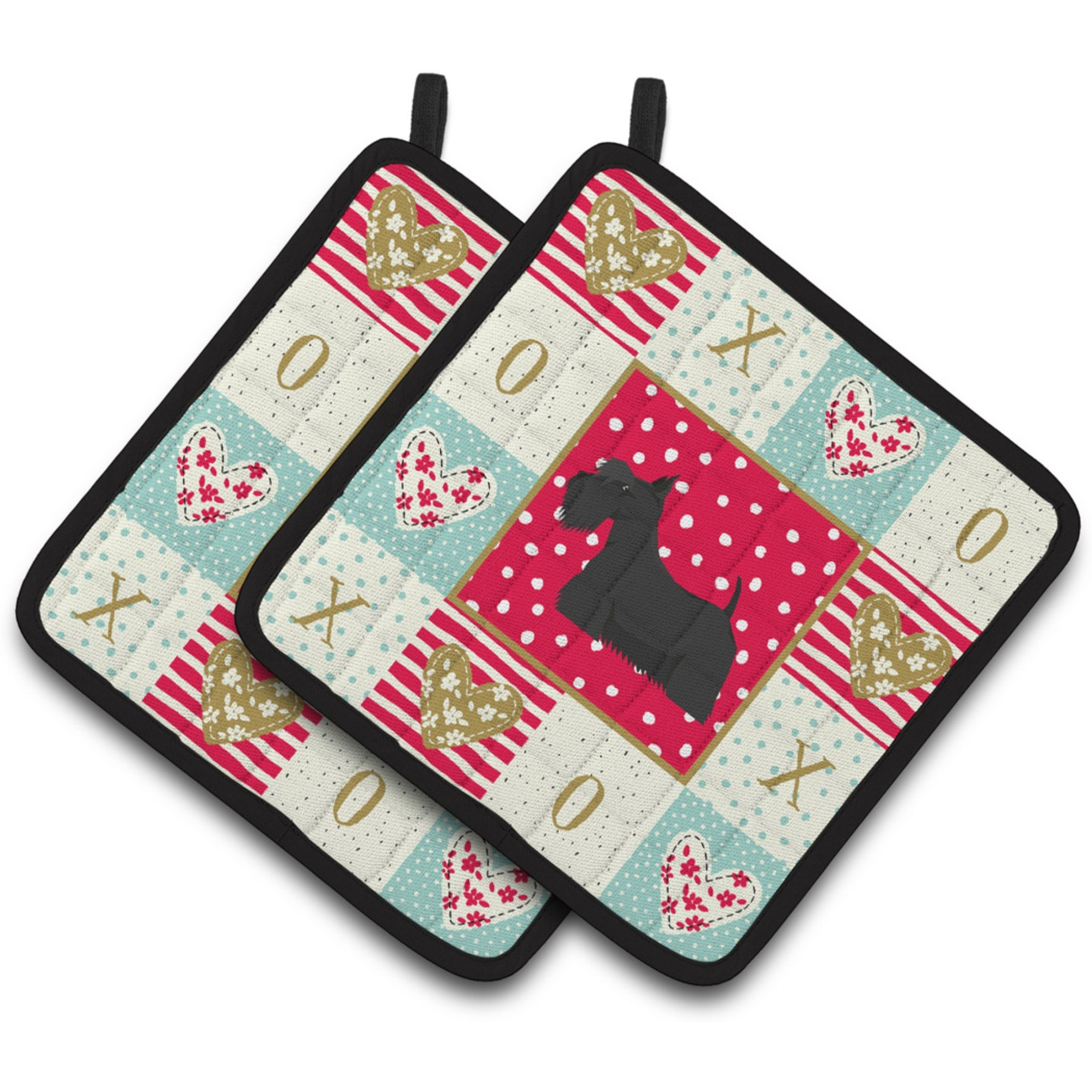 &quotCaroline's Treasures CK5950PTHD Scottish Terrier Love Pair of Pot Holders potholders, Multicolor"