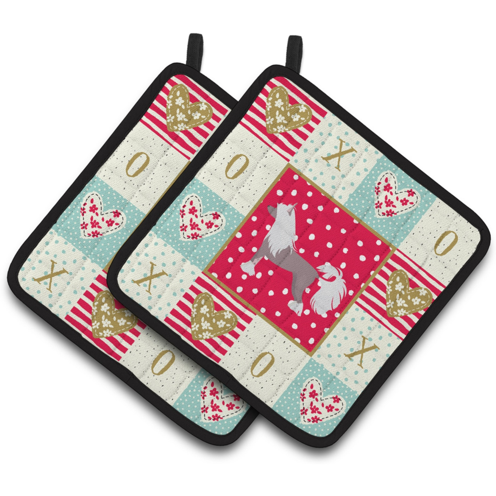 &quotCaroline's Treasures CK5822PTHD Chinese Crested 2 Love Pair of Pot Holders potholders, Multicolor"