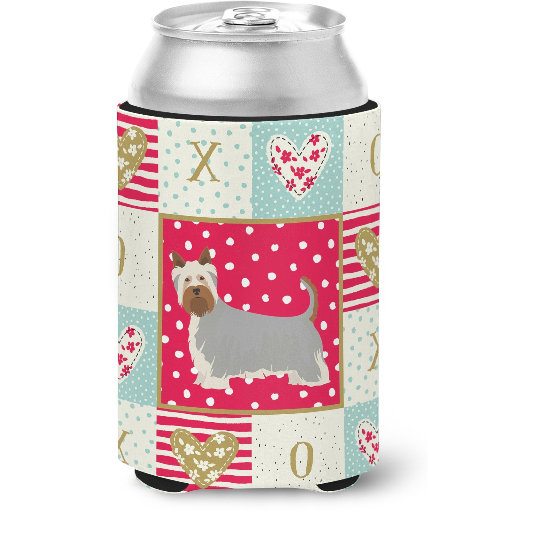 &quotCaroline's Treasures CK5811CC Australian Silky Terrier 2 Love Can or Bottle Hugger cold-beverage-koozies, Multicolor"
