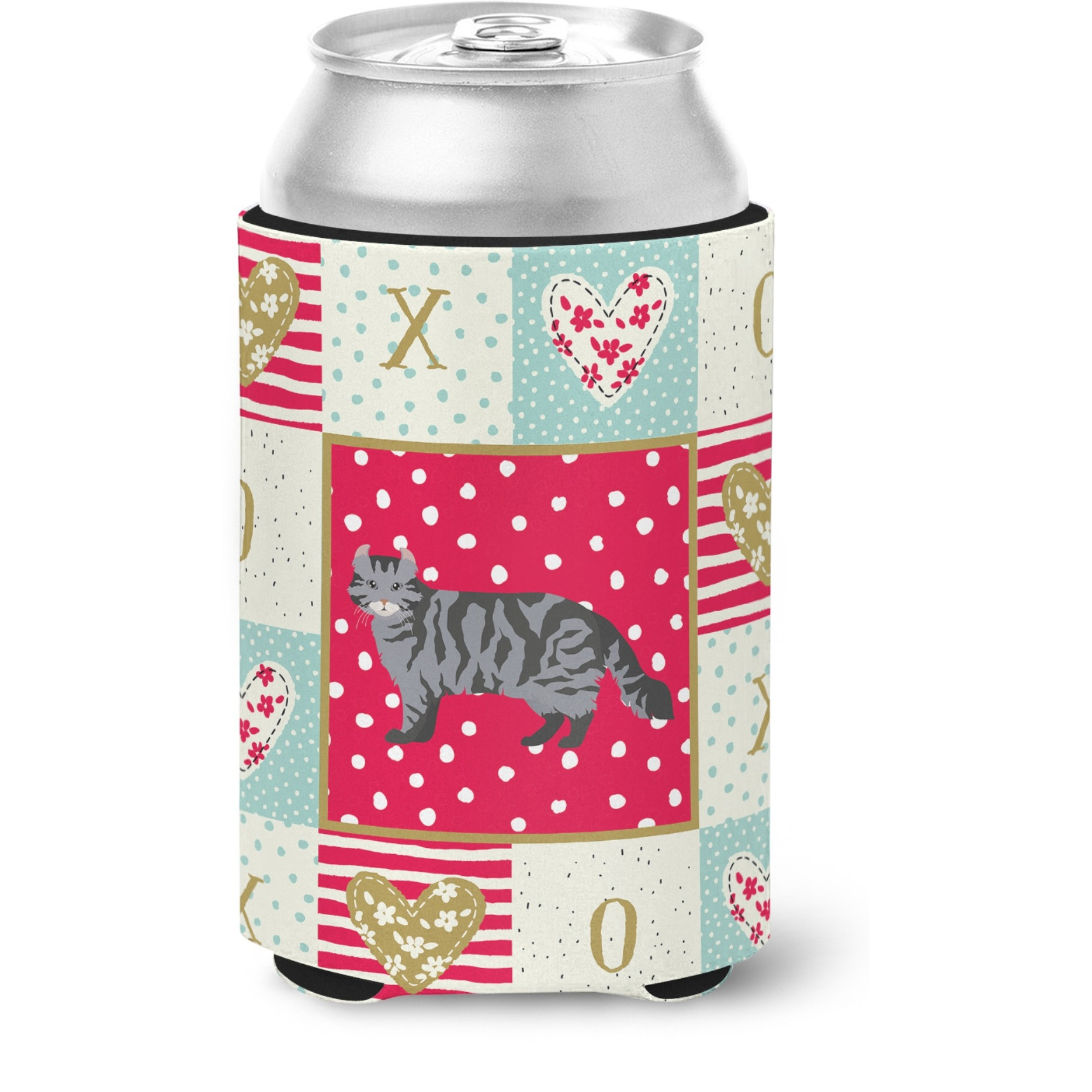 &quotCaroline's Treasures CK5546CC American Curl 1 Cat Love Can or Bottle Hugger cold-beverage-koozies, Multicolor"