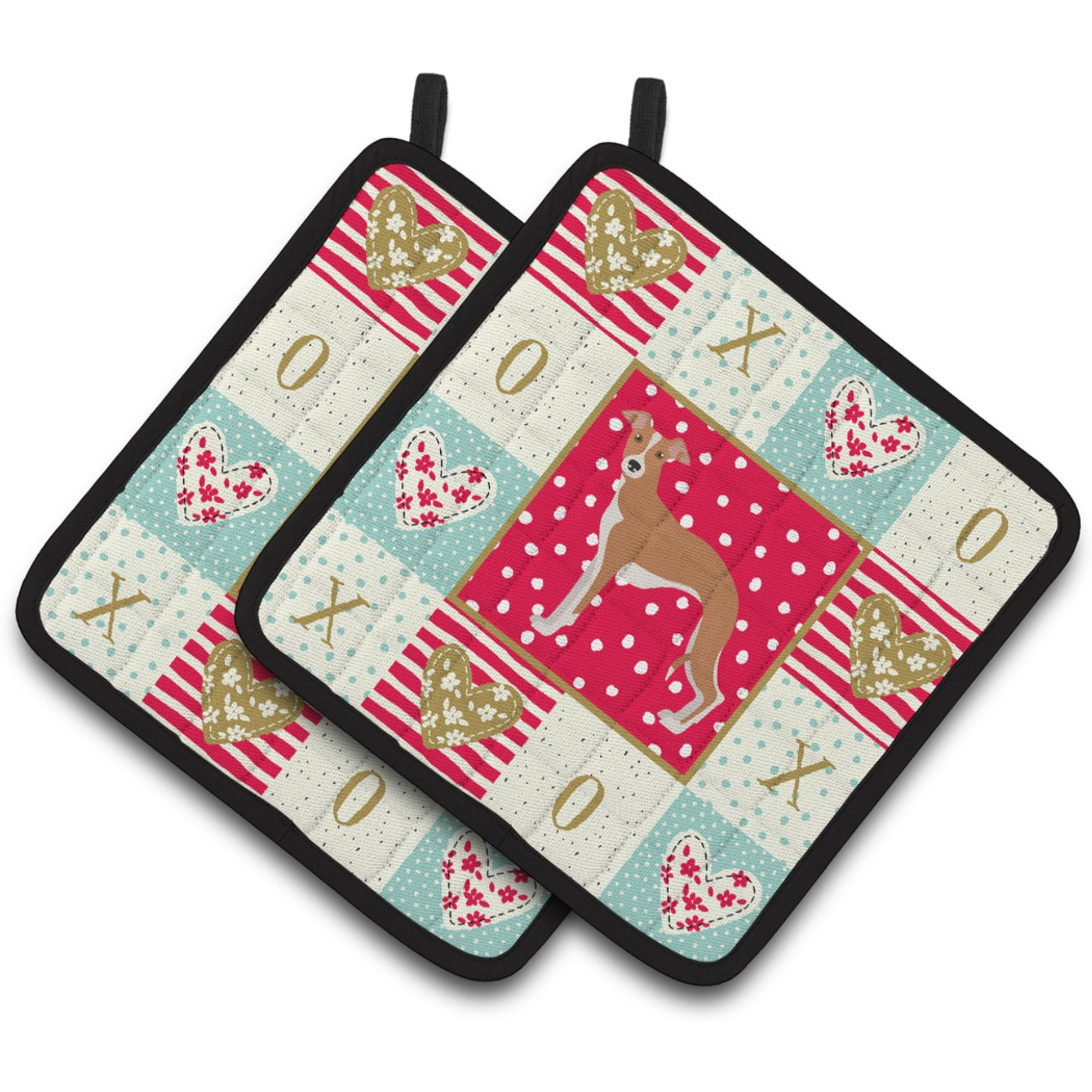&quotCaroline's Treasures CK5846PTHD Italian Greyhound 2 Love Pair of Pot Holders potholders, Multicolor"