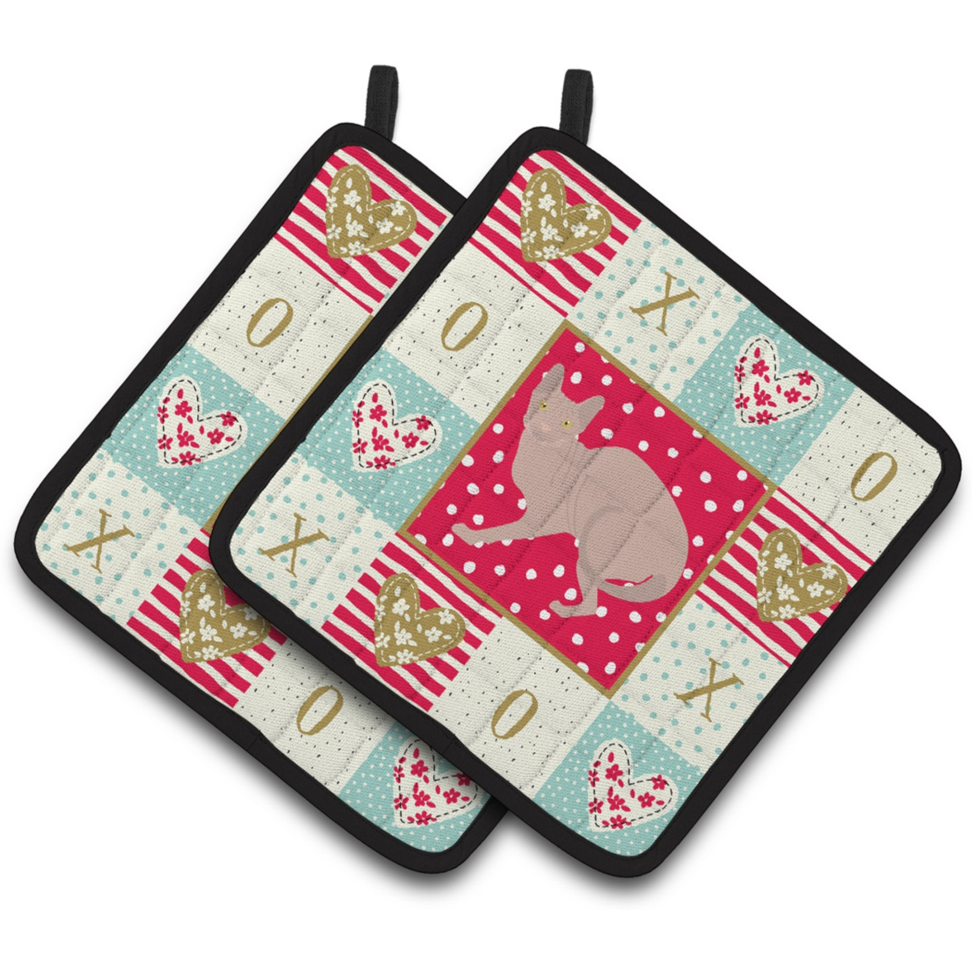 &quotCaroline's Treasures CK5600PTHD Don Sphynx 3 Cat Love Pair of Pot Holders potholders, Multicolor"