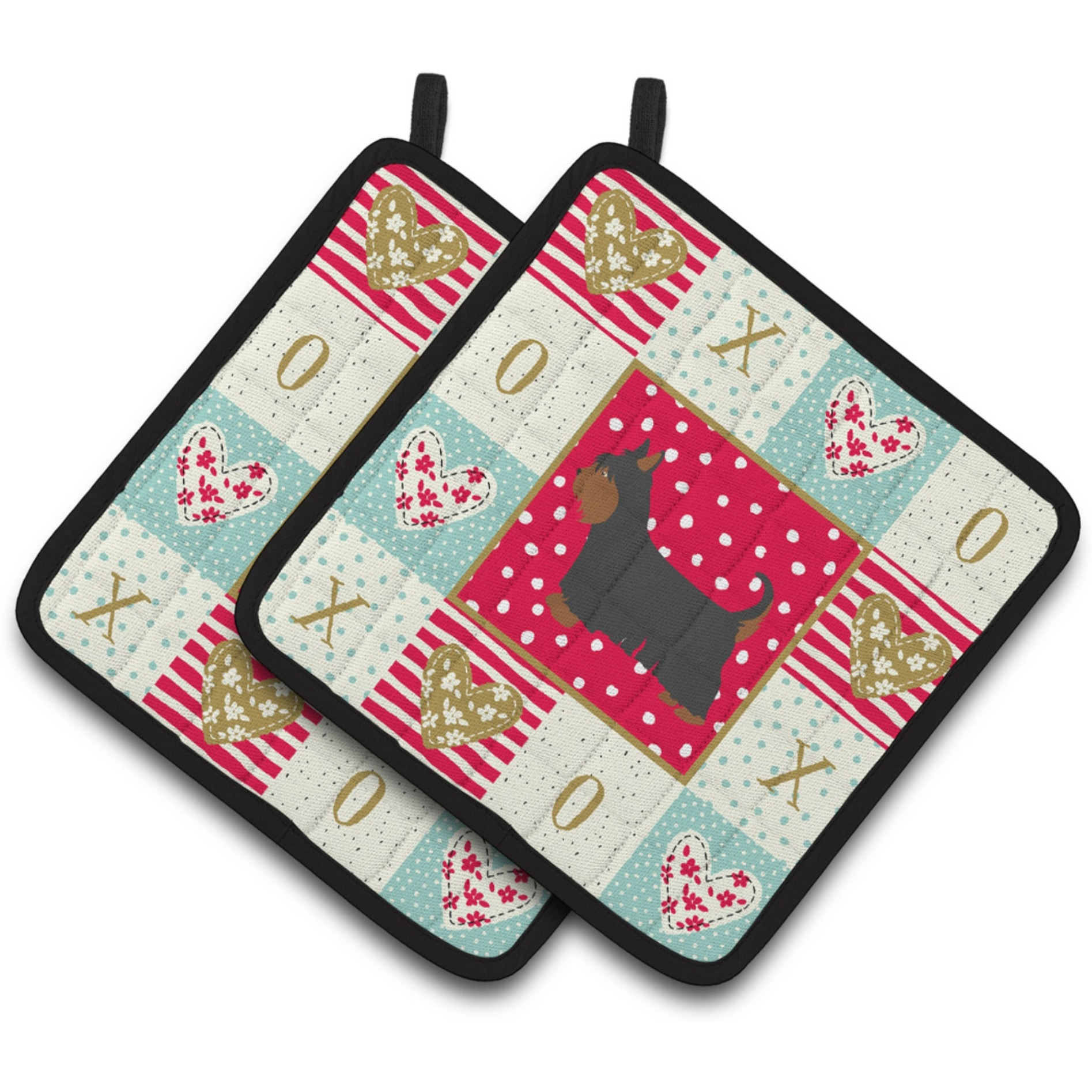 &quotCaroline's Treasures CK5810PTHD Australian Silky Terrier Love Pair of Pot Holders potholders, Multicolor"