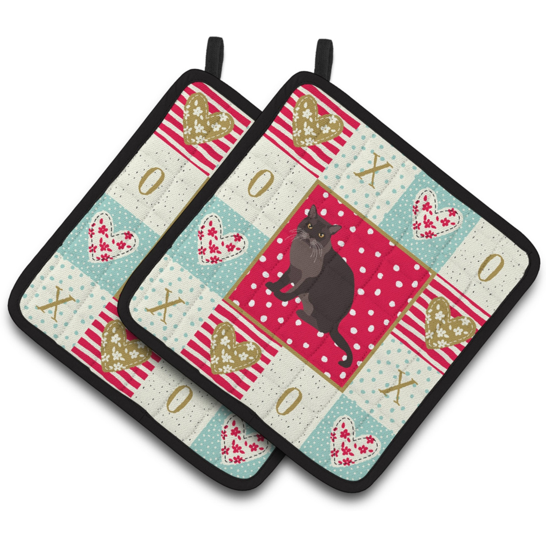 &quotCaroline's Treasures CK5761PTHD European Burmese Cat Love Pair of Pot Holders potholders, Multicolor"