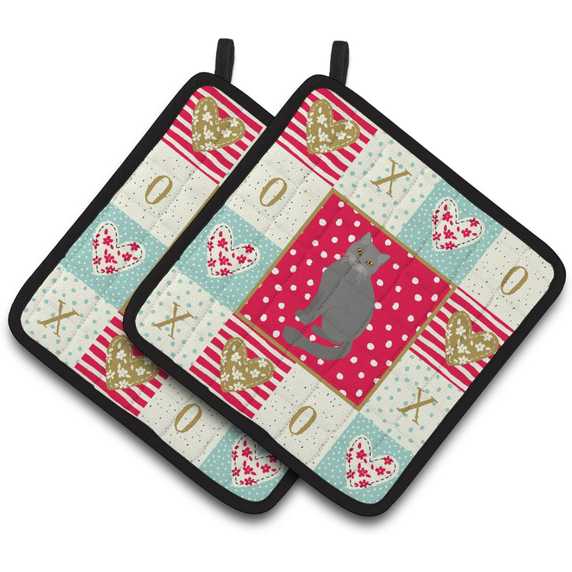 &quotCaroline's Treasures CK5744PTHD British Semi Longhair Cat Love Pair of Pot Holders potholders, Multicolor"