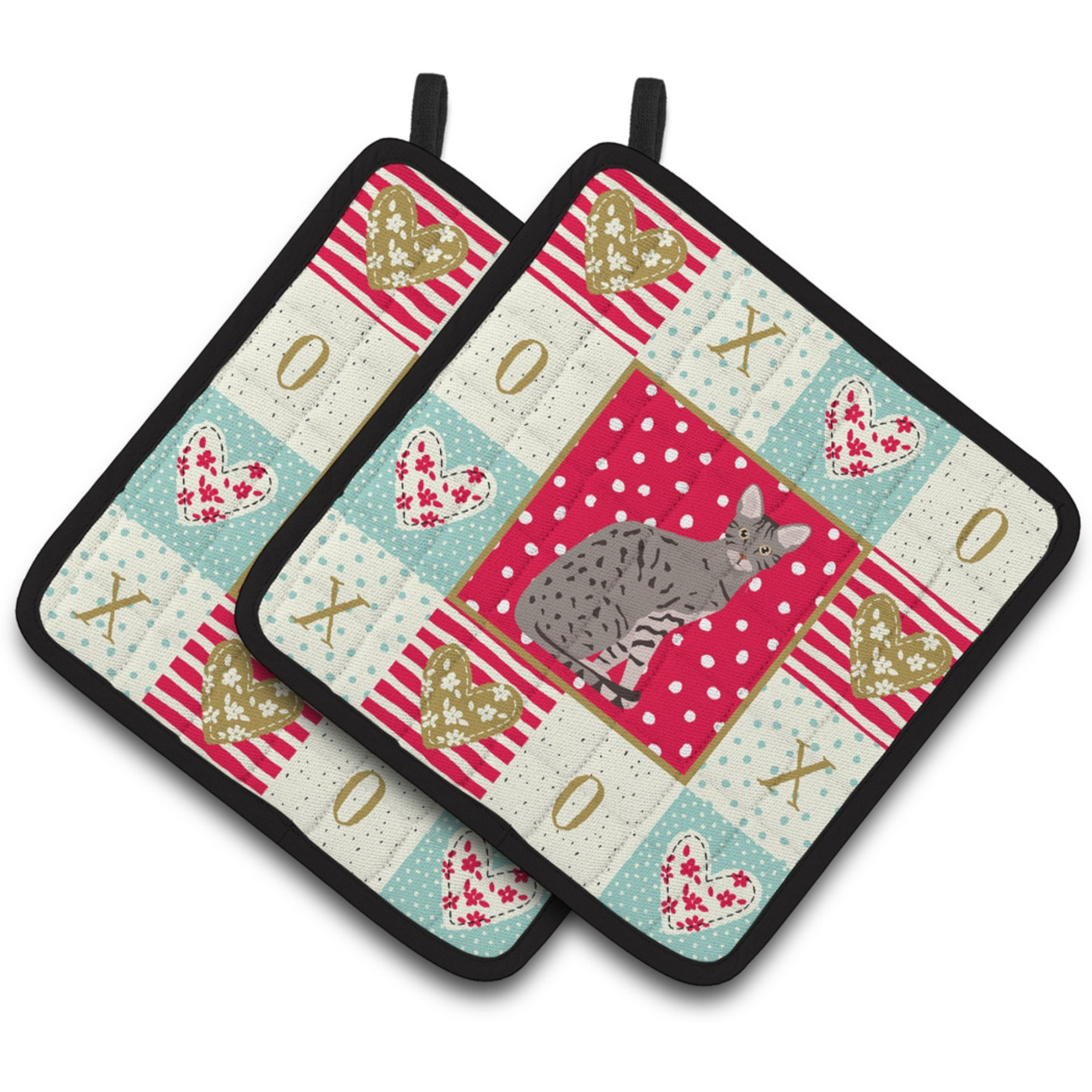 &quotCaroline's Treasures CK5773PTHD Ocicat Cat Love Pair of Pot Holders potholders, Multicolor"
