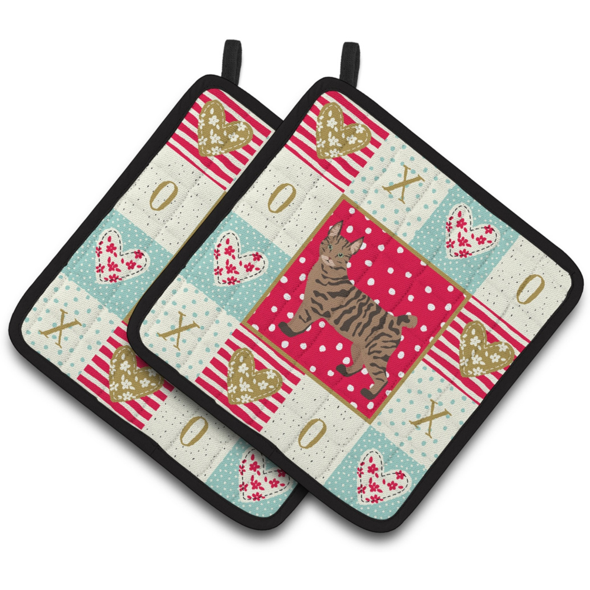 &quotCaroline's Treasures CK5678PTHD Pixie Bob 1 Cat Love Pair of Pot Holders potholders, Multicolor"