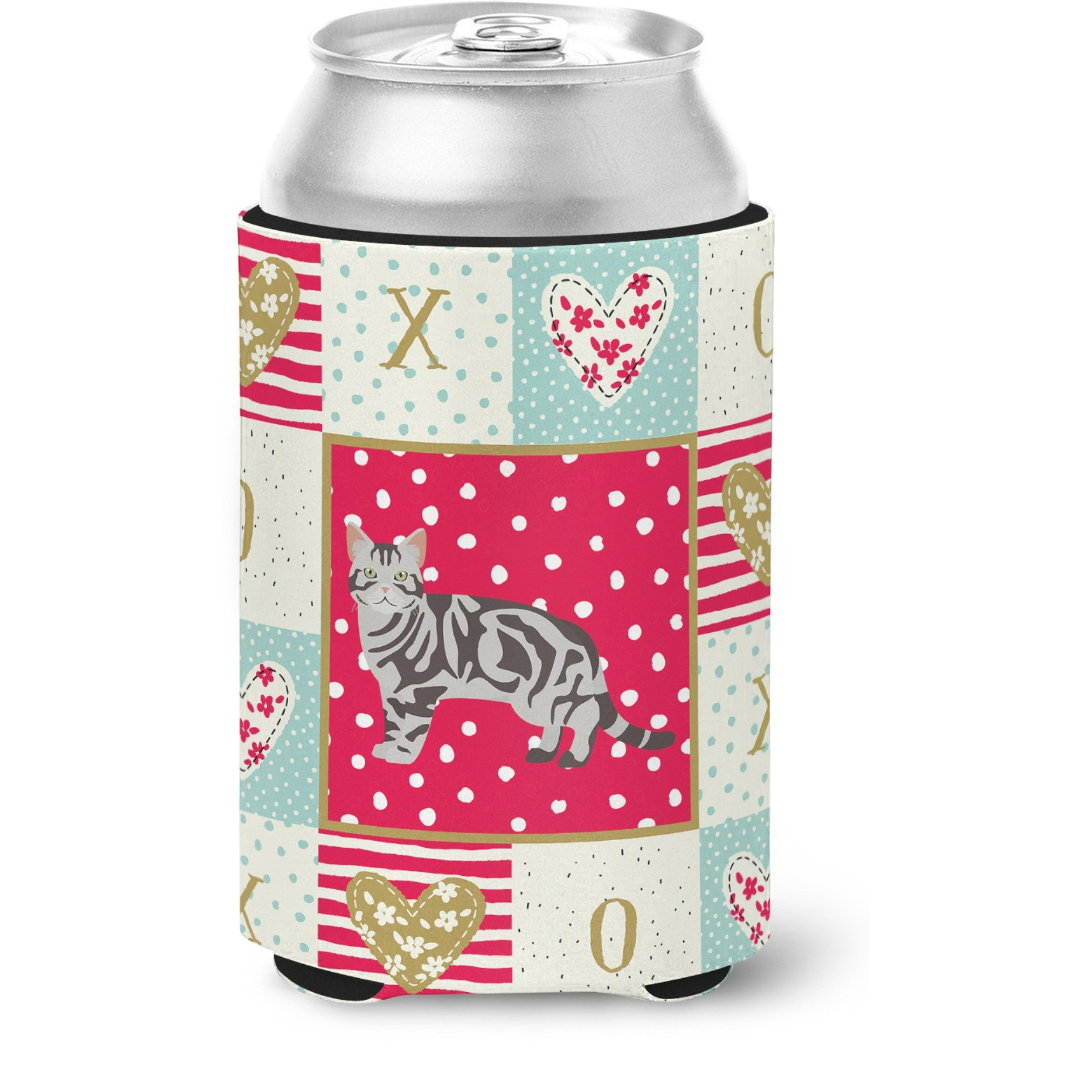 &quotCaroline's Treasures CK5548CC American Shorthair 1 Cat Love Can or Bottle Hugger cold-beverage-koozies, Multicolor"
