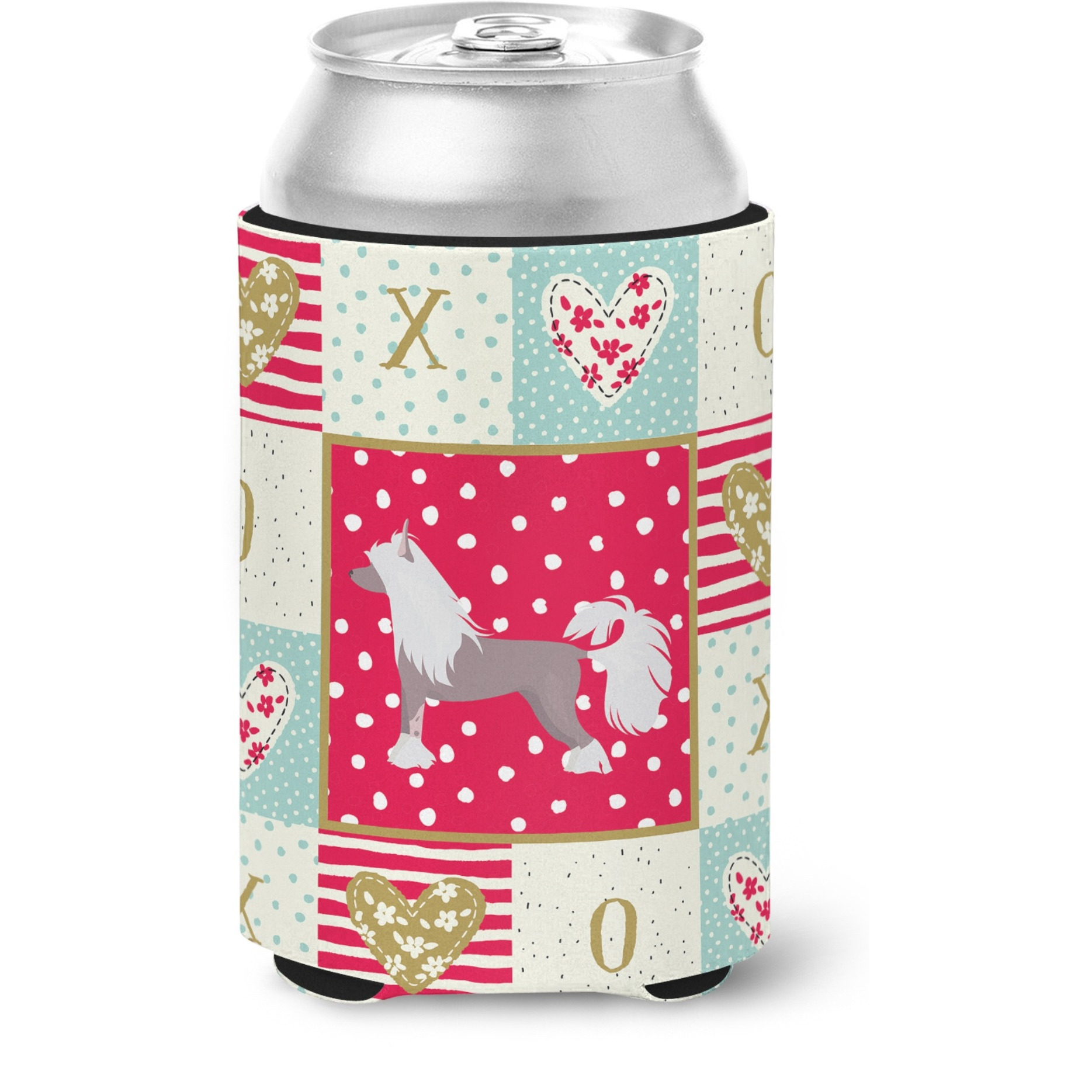 &quotCaroline's Treasures CK5822CC Chinese Crested 2 Love Can or Bottle Hugger cold-beverage-koozies, Multicolor"