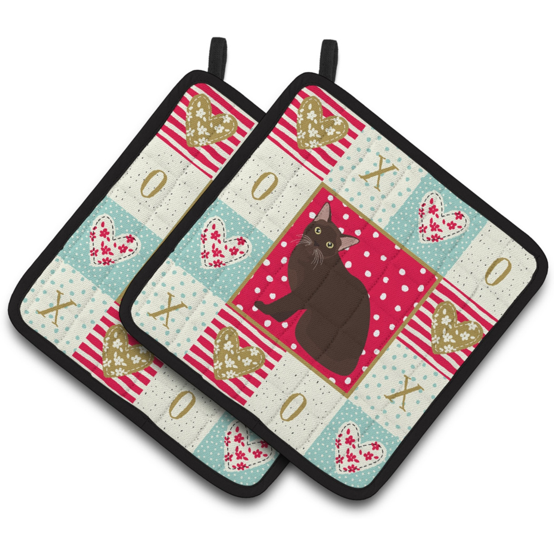 &quotCaroline's Treasures CK5747PTHD Burmese Cat Love Pair of Pot Holders potholders, Multicolor"