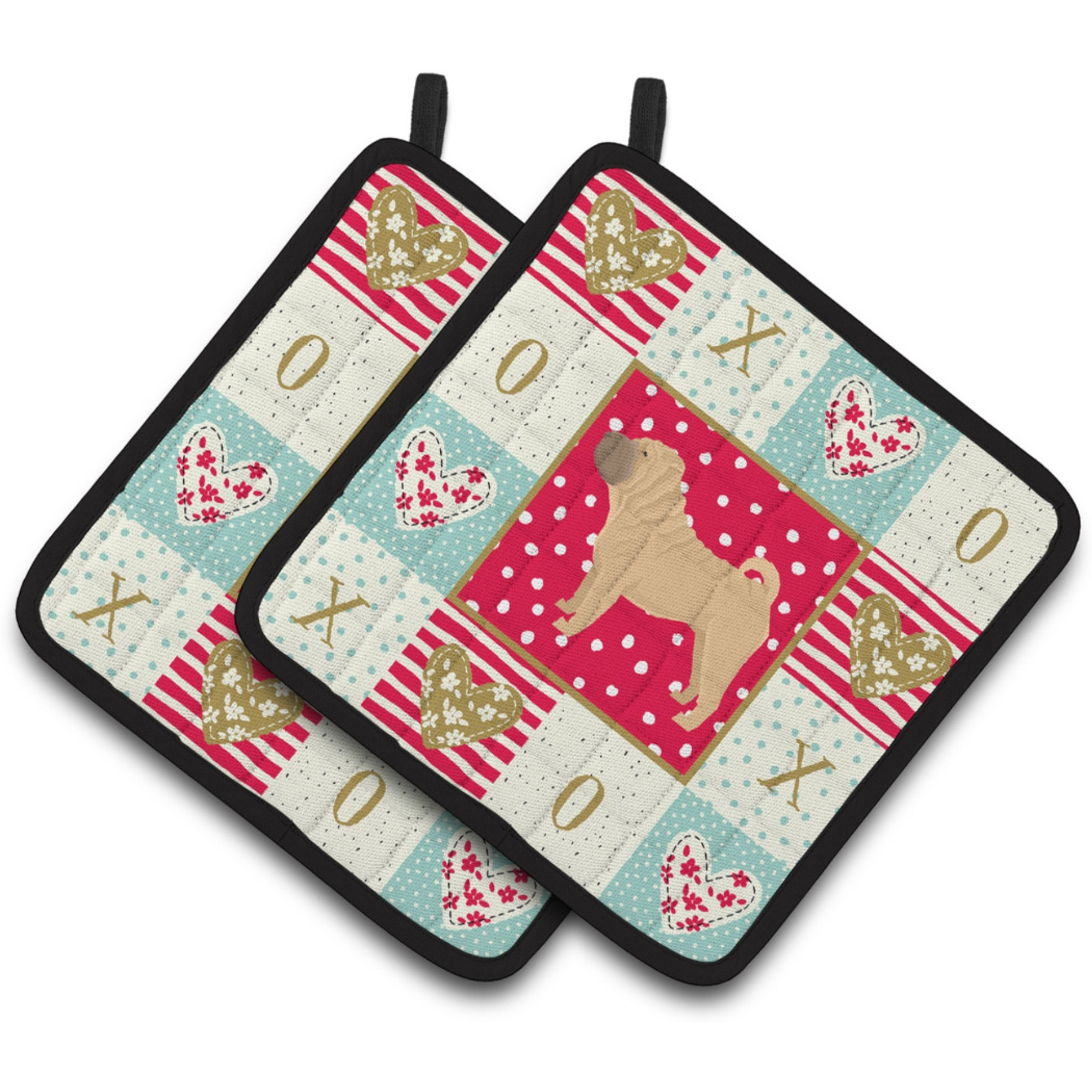 &quotCaroline's Treasures CK5952PTHD Shar Pei Love Pair of Pot Holders potholders, Multicolor"