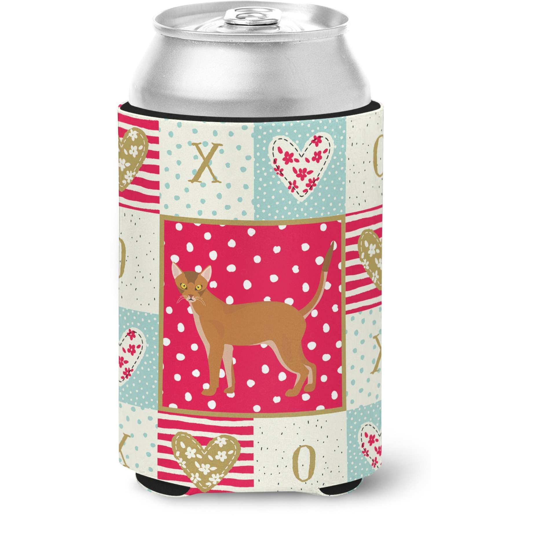 &quotCaroline's Treasures CK5539CC Red Abyssinian Cat Love Can or Bottle Hugger cold-beverage-koozies, Multicolor"
