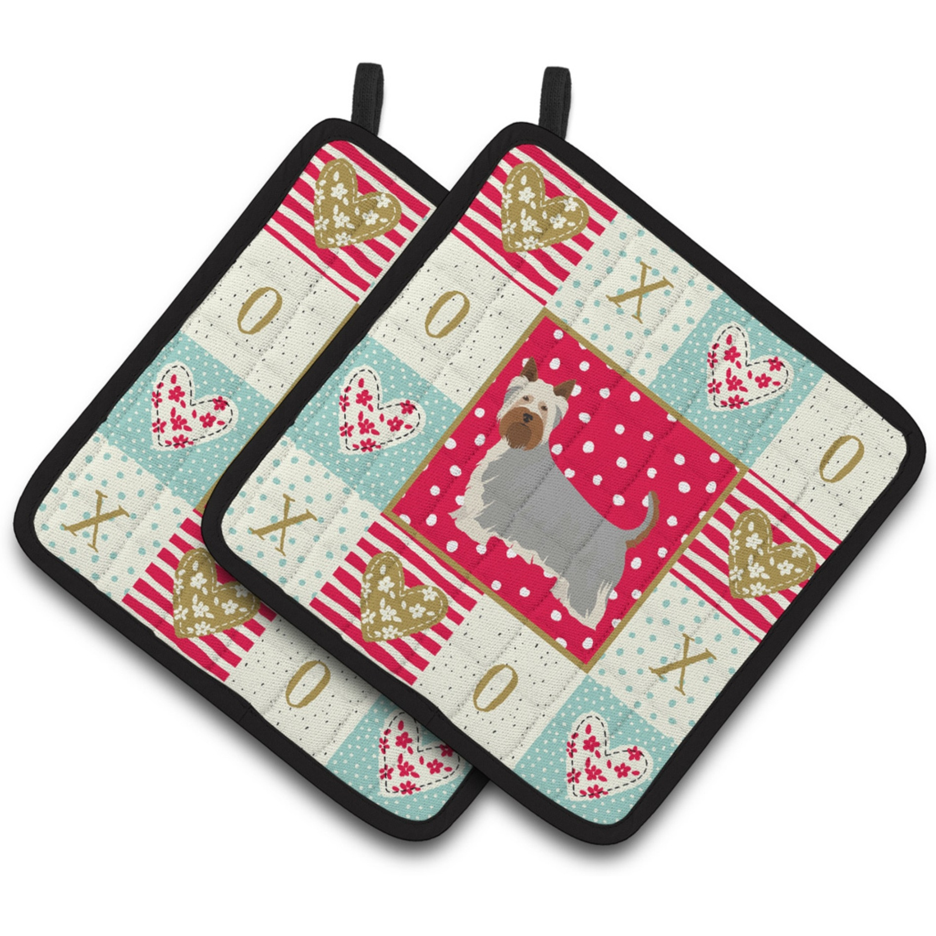 &quotCaroline's Treasures CK5811PTHD Australian Silky Terrier 2 Love Pair of Pot Holders potholders, Multicolor"