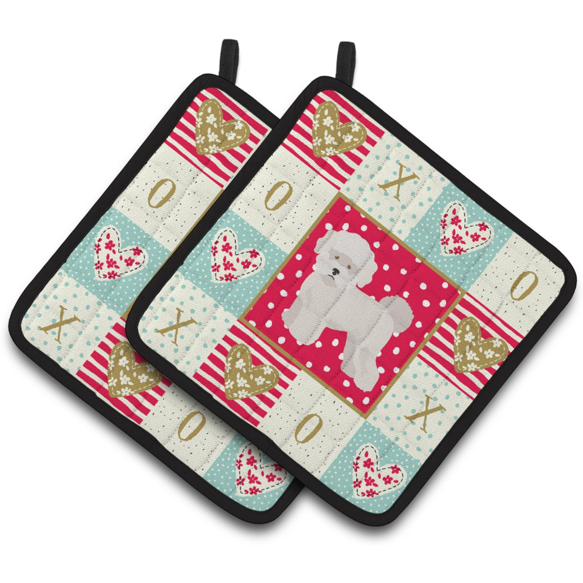 &quotCaroline's Treasures CK5814PTHD Bichon Fris 2 Love Pair of Pot Holders potholders, Multicolor"