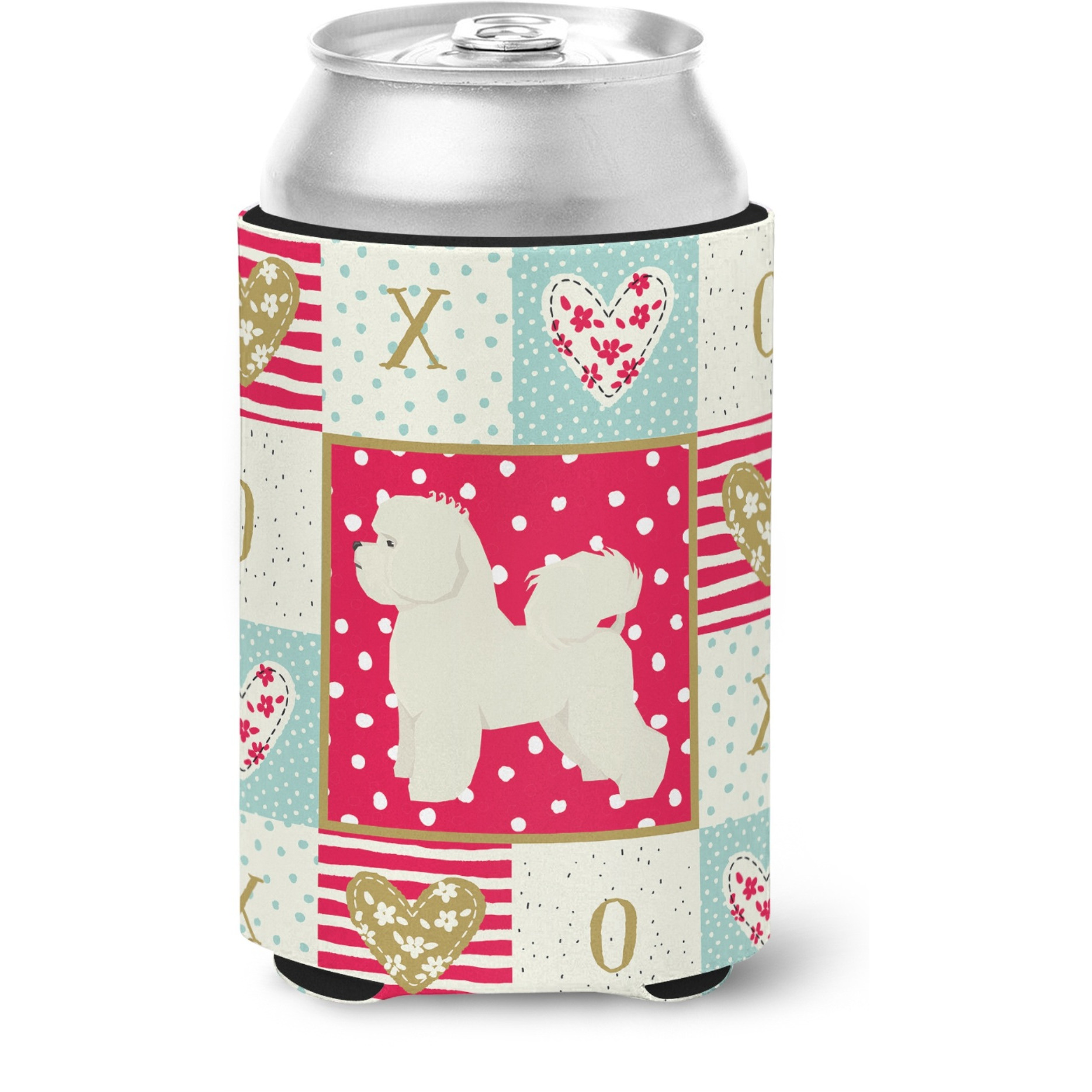 &quotCaroline's Treasures CK5911CC Bichon Frise Love Can or Bottle Hugger cold-beverage-koozies, Multicolor"
