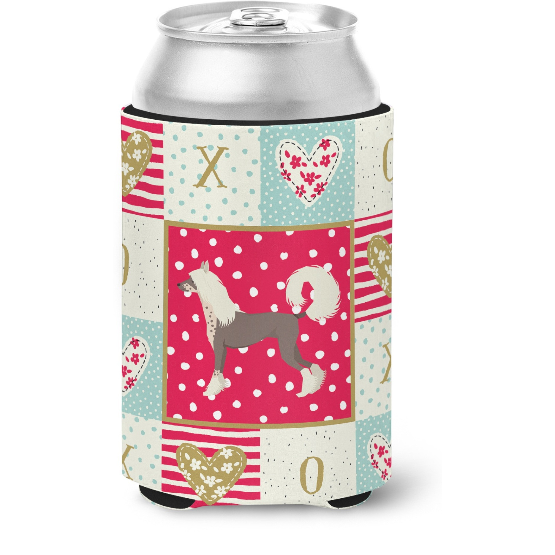 &quotCaroline's Treasures CK5921CC Chinese Crested Love Can or Bottle Hugger cold-beverage-koozies, Multicolor"