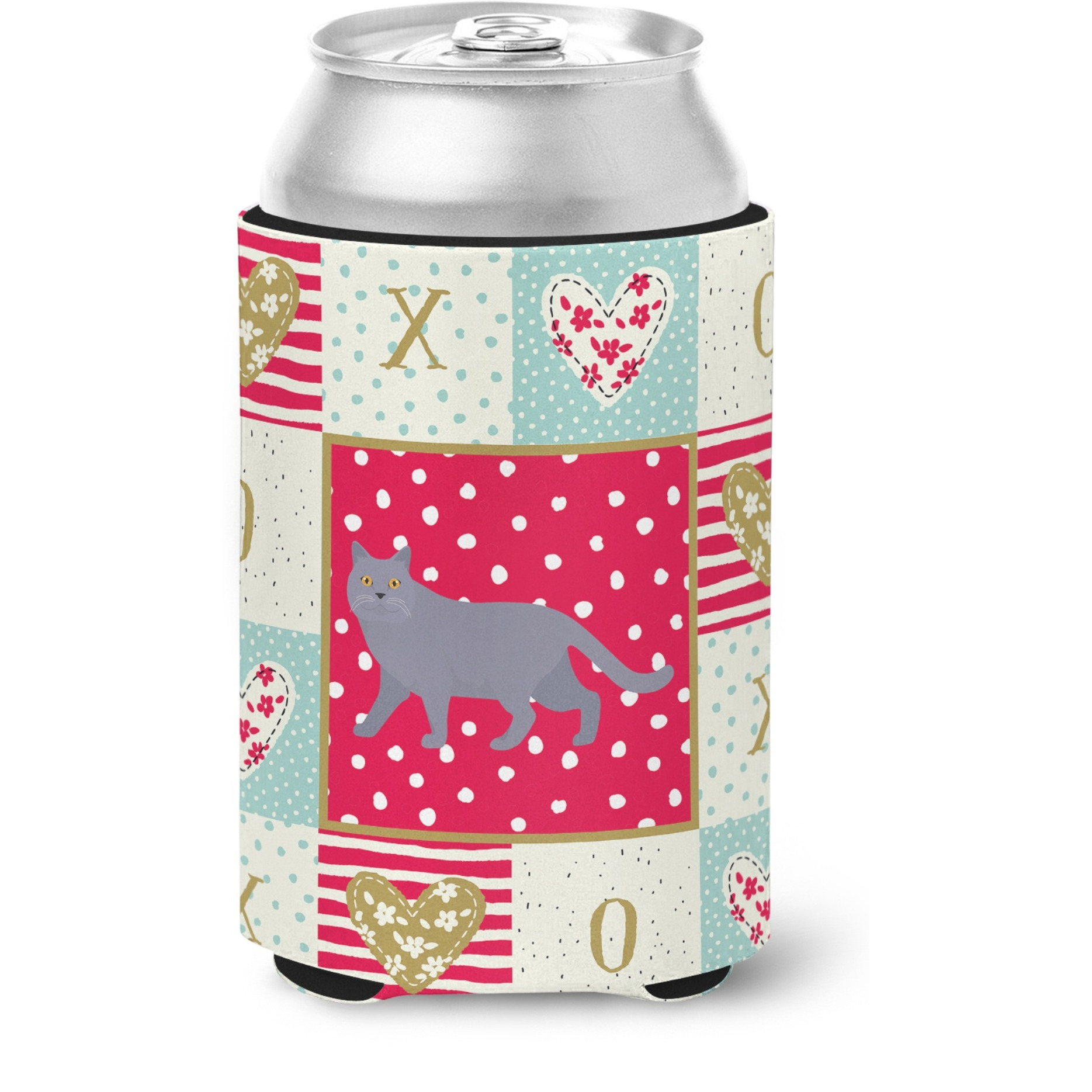 &quotCaroline's Treasures CK5568CC British Shorthair 1 Cat Love Can or Bottle Hugger cold-beverage-koozies, Multicolor"