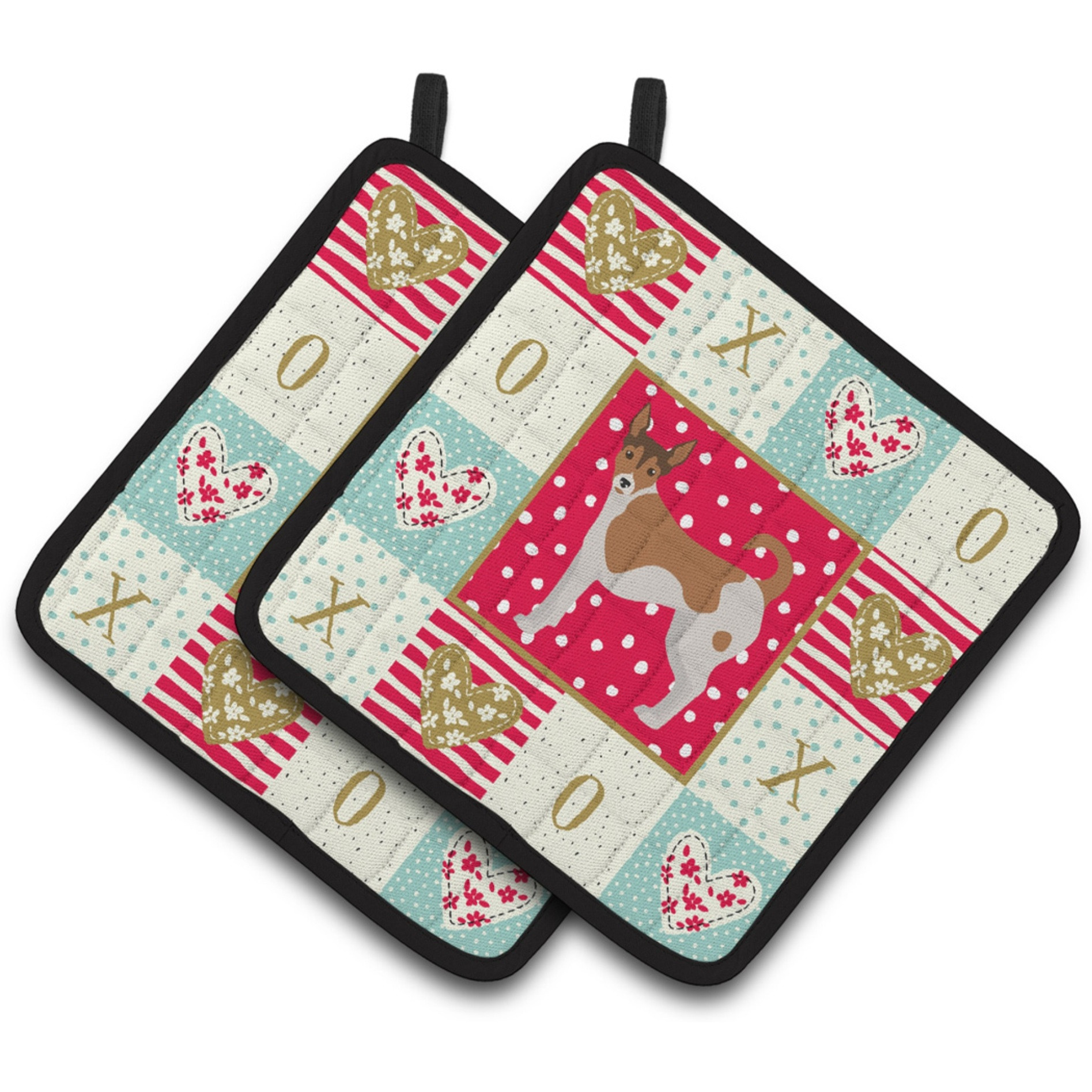 &quotCaroline's Treasures CK5896PTHD Tenterfield Terrier Love Pair of Pot Holders potholders, Multicolor"