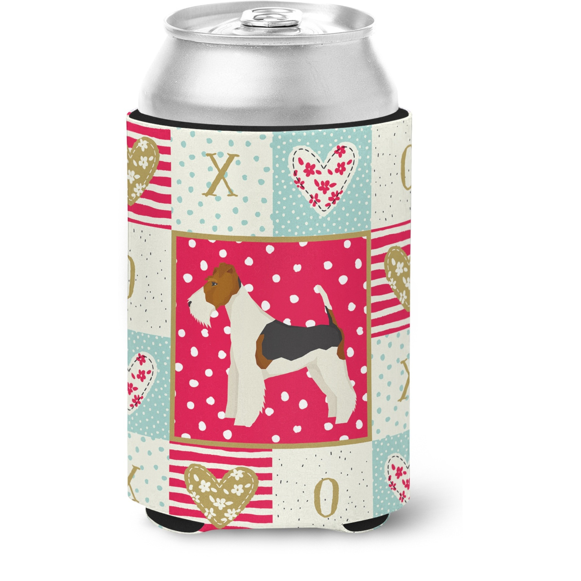 &quotCaroline's Treasures CK5928CC Fox Terrier Love Can or Bottle Hugger cold-beverage-koozies, Multicolor"