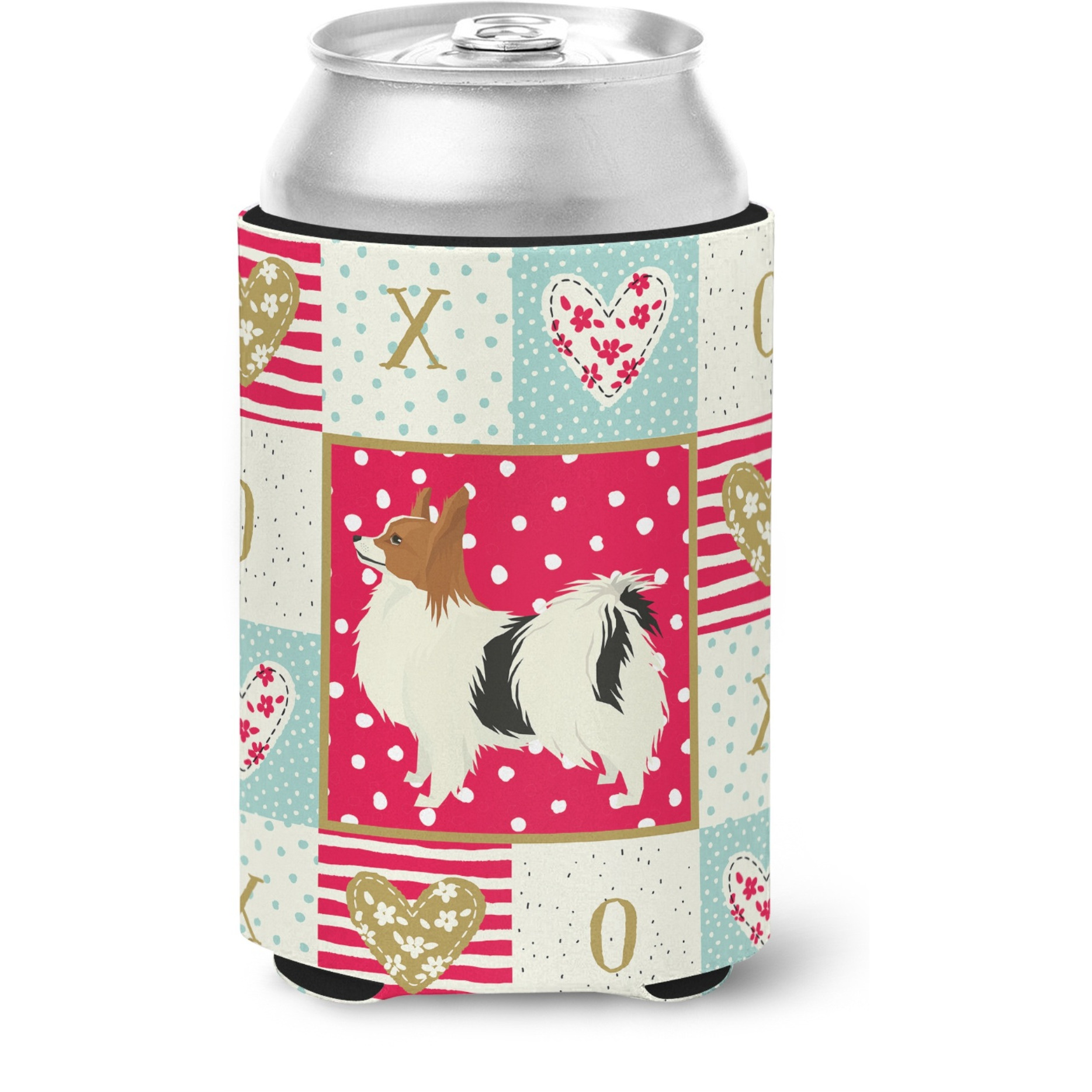 &quotCaroline's Treasures CK5943CC Papillon Love Can or Bottle Hugger cold-beverage-koozies, Multicolor"