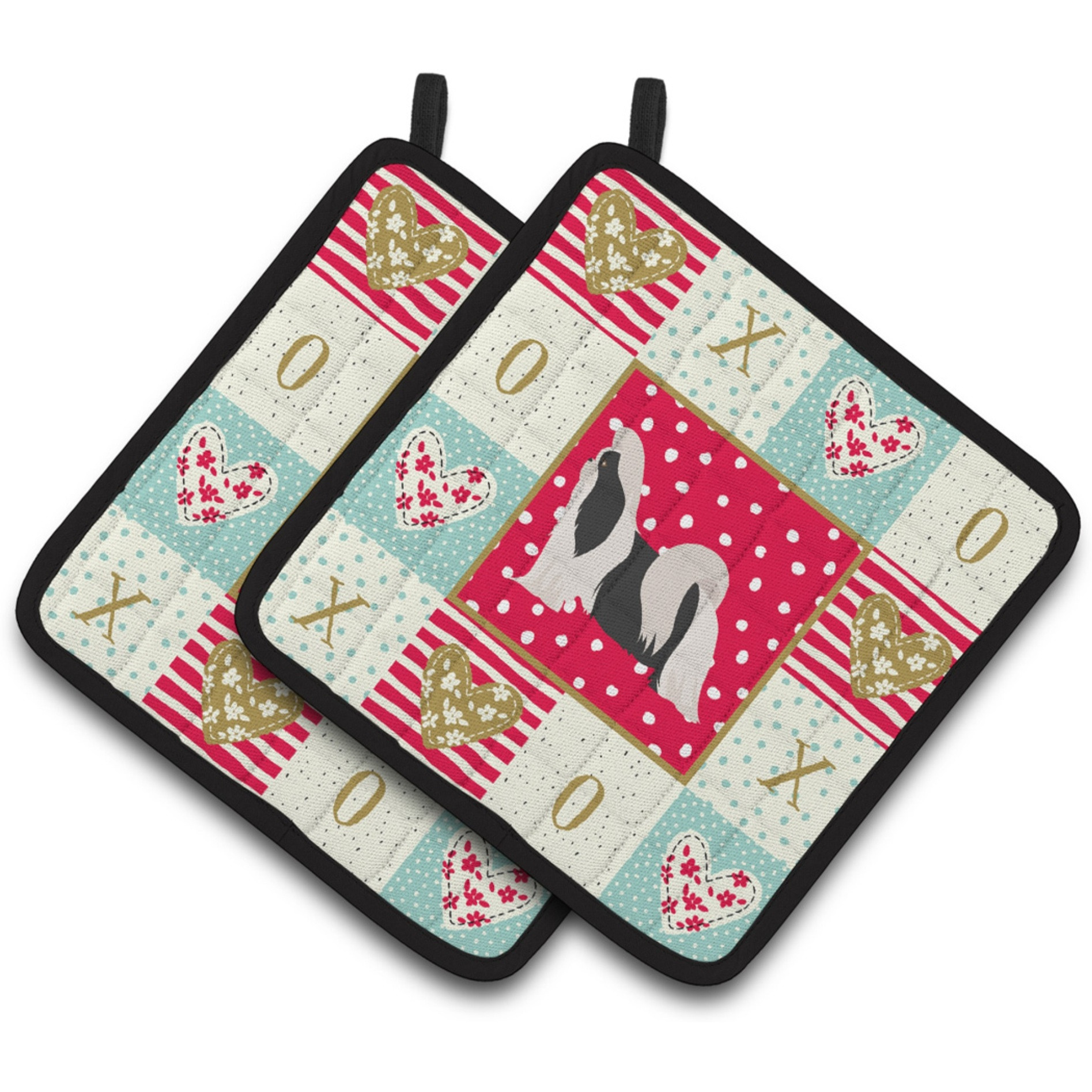 &quotCaroline's Treasures CK5843PTHD Imperial Shih Tzu Love Pair of Pot Holders potholders, Multicolor"