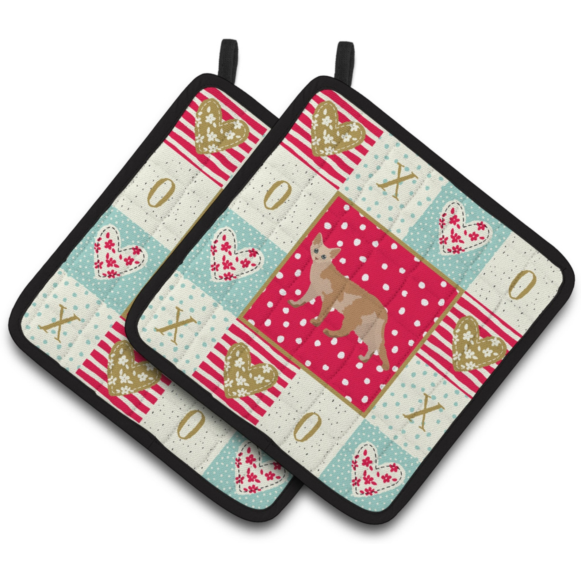 &quotCaroline's Treasures CK5597PTHD Devon Rex 3 Cat Love Pair of Pot Holders potholders, Multicolor"