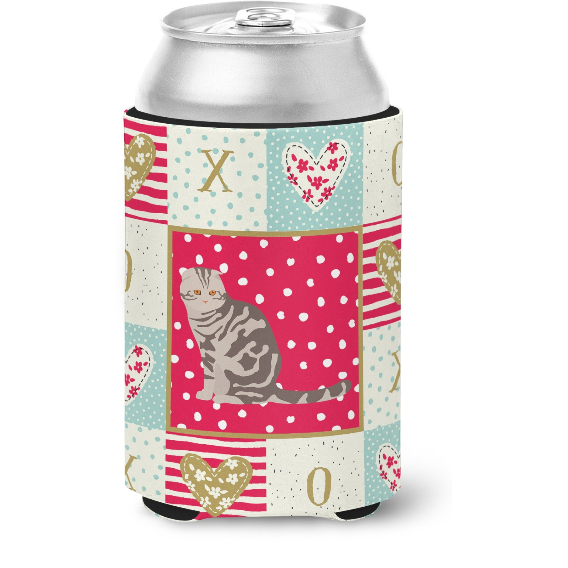 &quotCaroline's Treasures CK5762CC Foldex Exotic Fold Cat Love Can or Bottle Hugger cold-beverage-koozies, Multicolor"