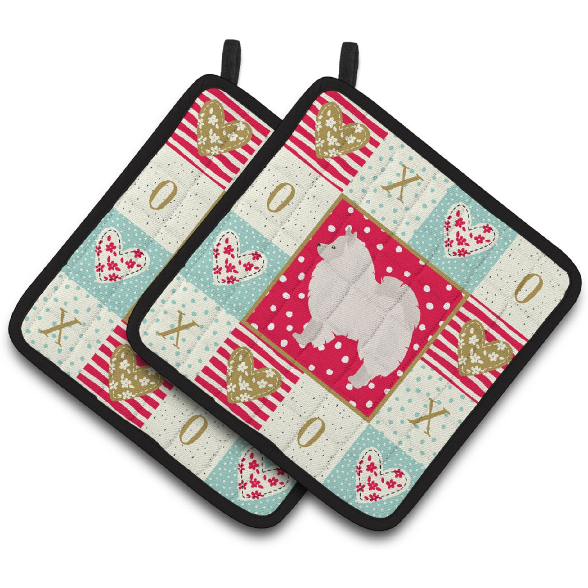 &quotCaroline's Treasures CK5837PTHD German Spitz 1 Love Pair of Pot Holders potholders, Multicolor"