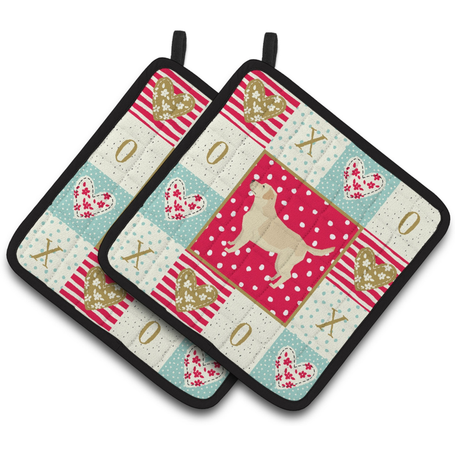 &quotCaroline's Treasures CK5939PTHD Labrador Retriever Love Pair of Pot Holders potholders, Multicolor"