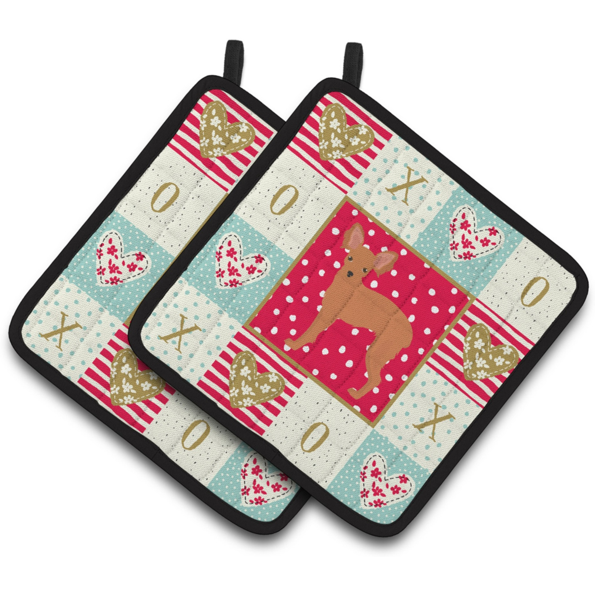 &quotCaroline's Treasures CK5890PTHD Russian Tor Terrier 2 Love Pair of Pot Holders potholders, Multicolor"