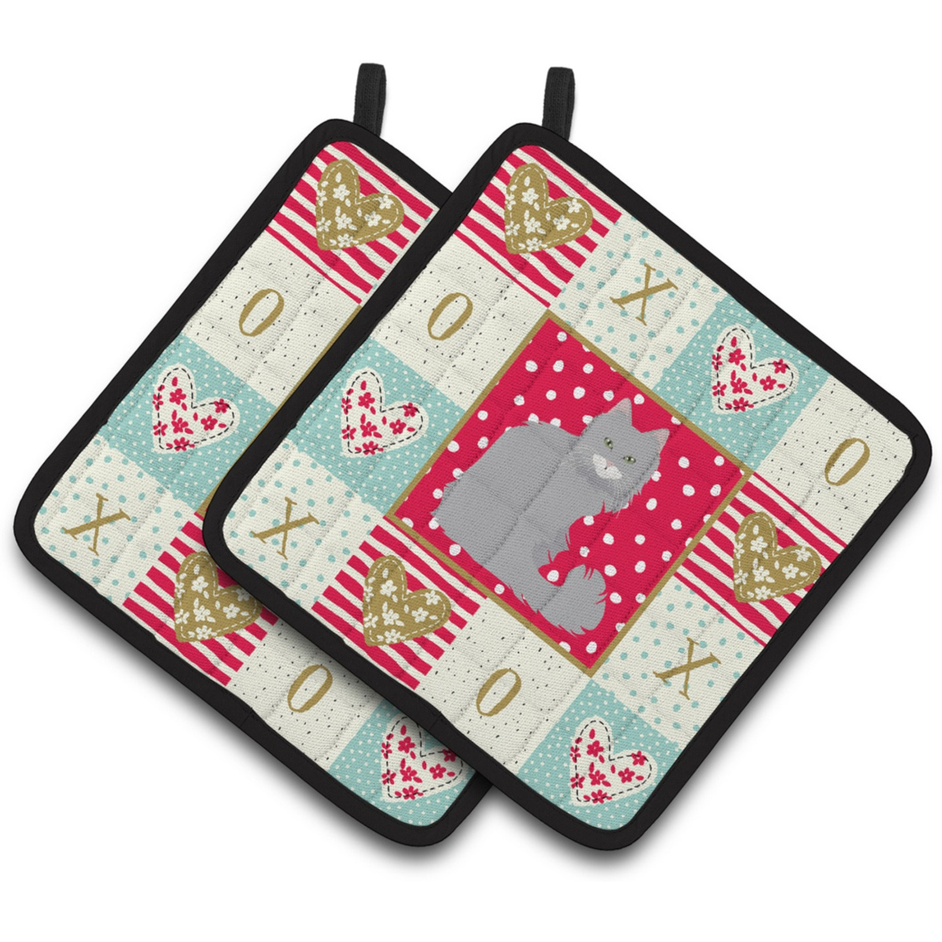 &quotCaroline's Treasures CK5772PTHD Norwegian Forest Cat Love Pair of Pot Holders potholders, Multicolor"